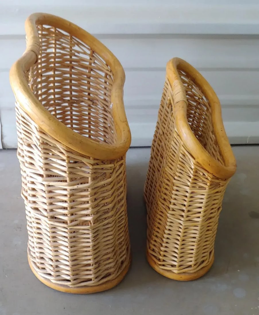 Early 20th Century Bamboo Magazine Basket Set - 6