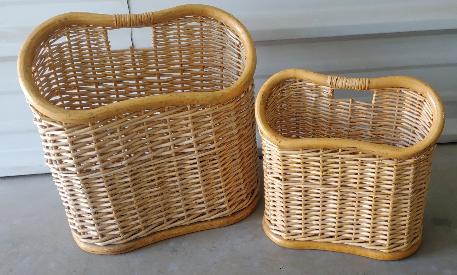Early 20th Century Bamboo Magazine Basket Set - 7