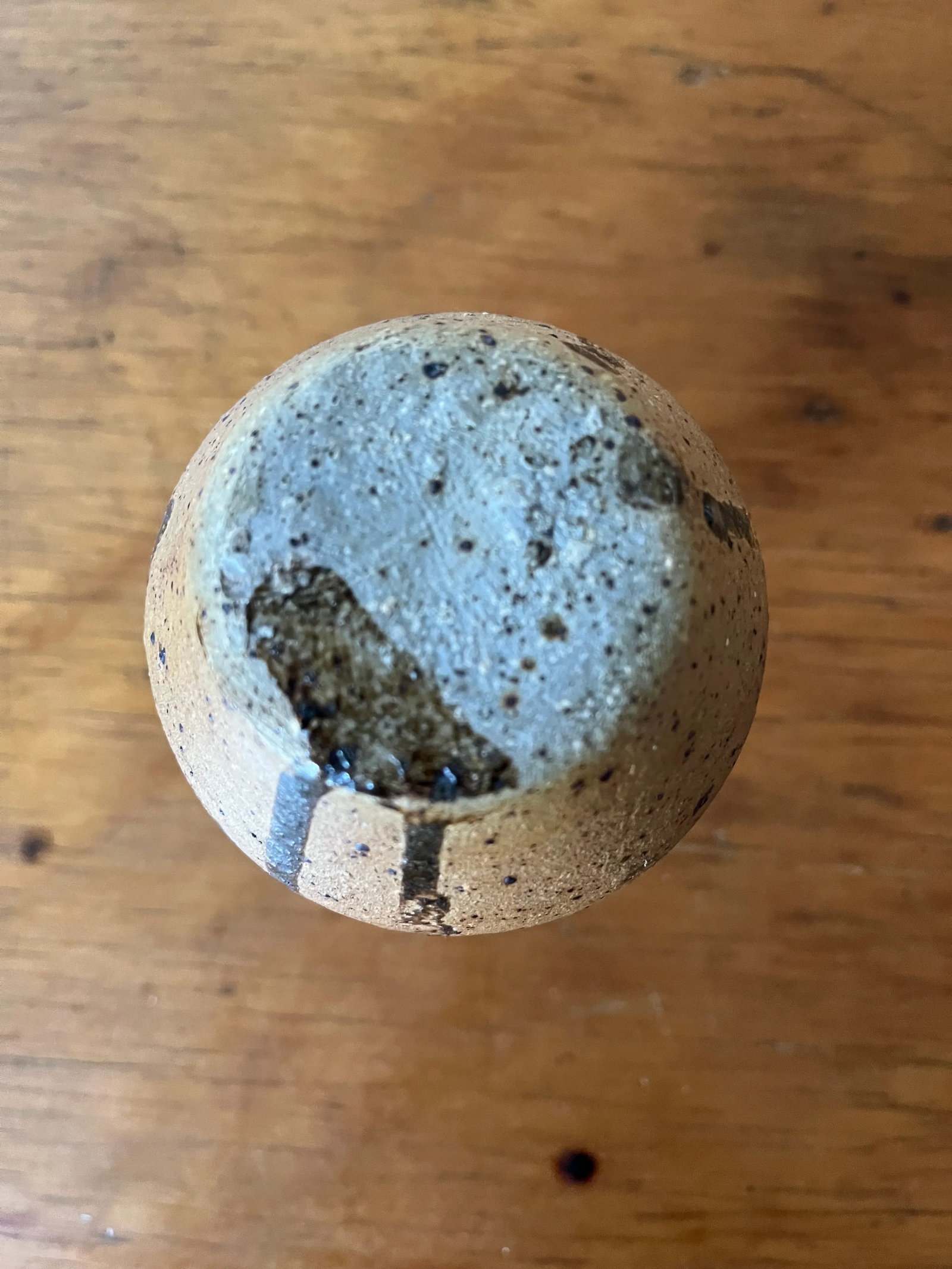 Late 20th Century Handmade Small Brown Beige Drip Glaze, Japanese Wabi Sabi Stoneware Bud Vase - 6