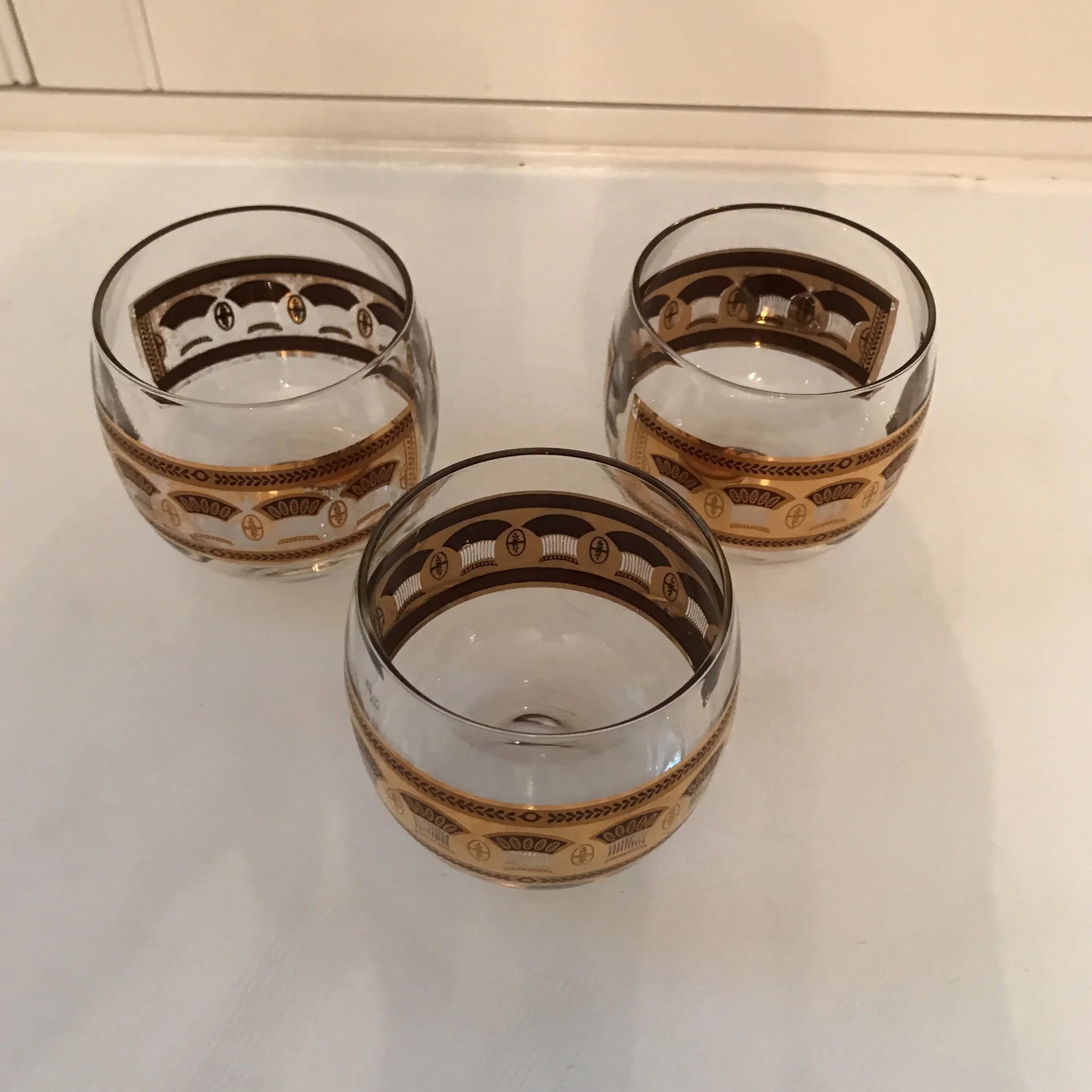 Culver "Festival" Punch Bowl Roly Poly Glasses - Set of 3 - 2