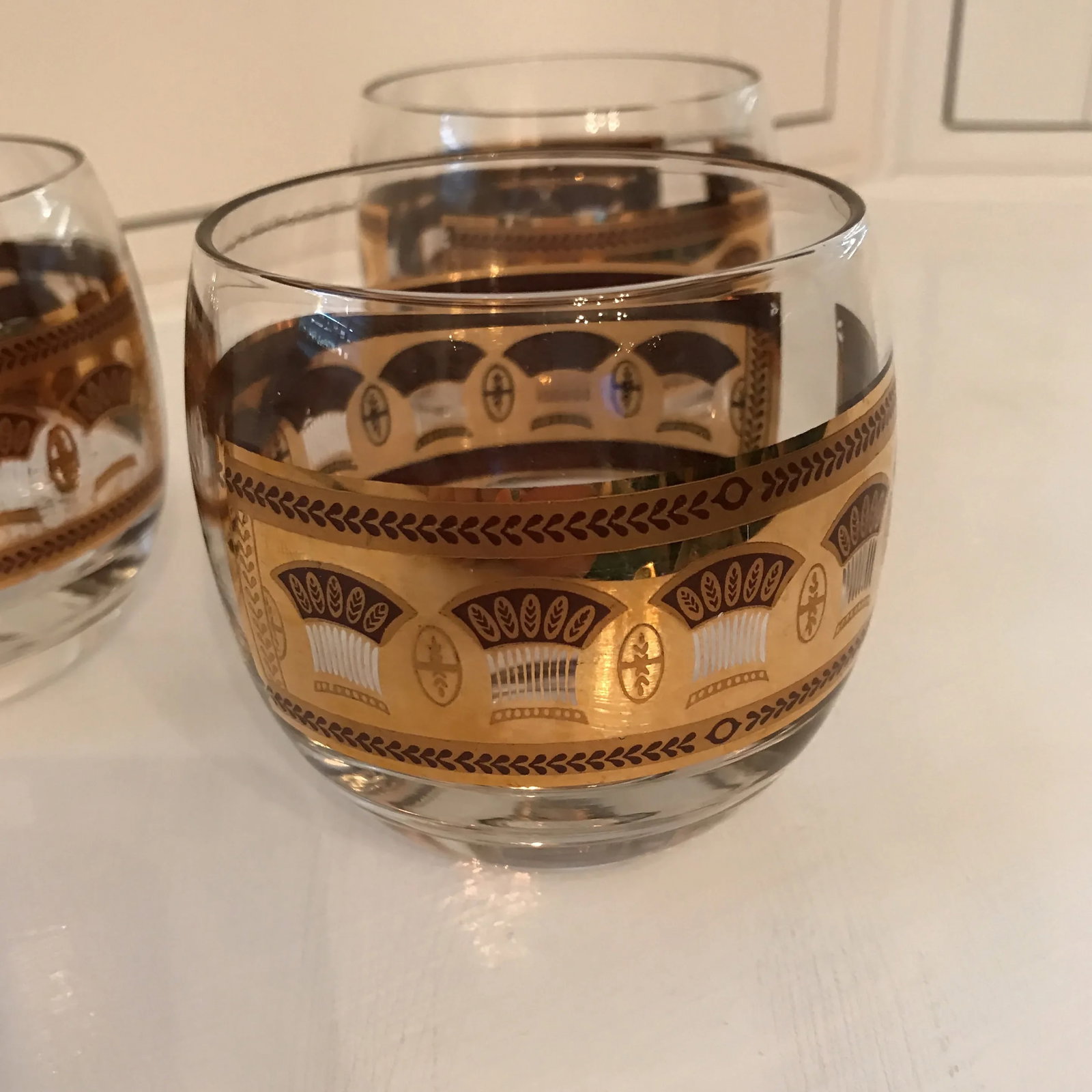 Culver "Festival" Punch Bowl Roly Poly Glasses - Set of 3 - 3