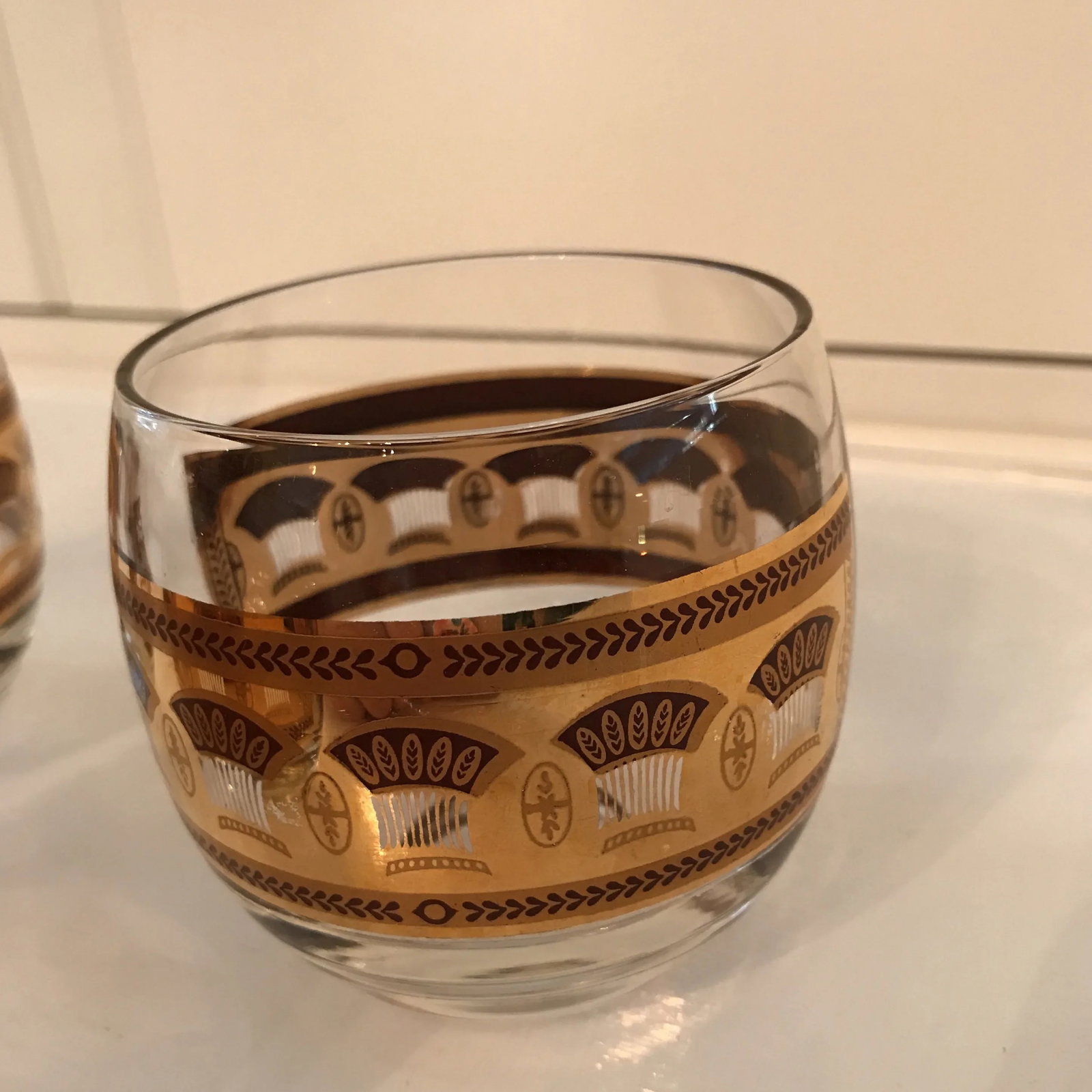 Culver "Festival" Punch Bowl Roly Poly Glasses - Set of 3 - 5