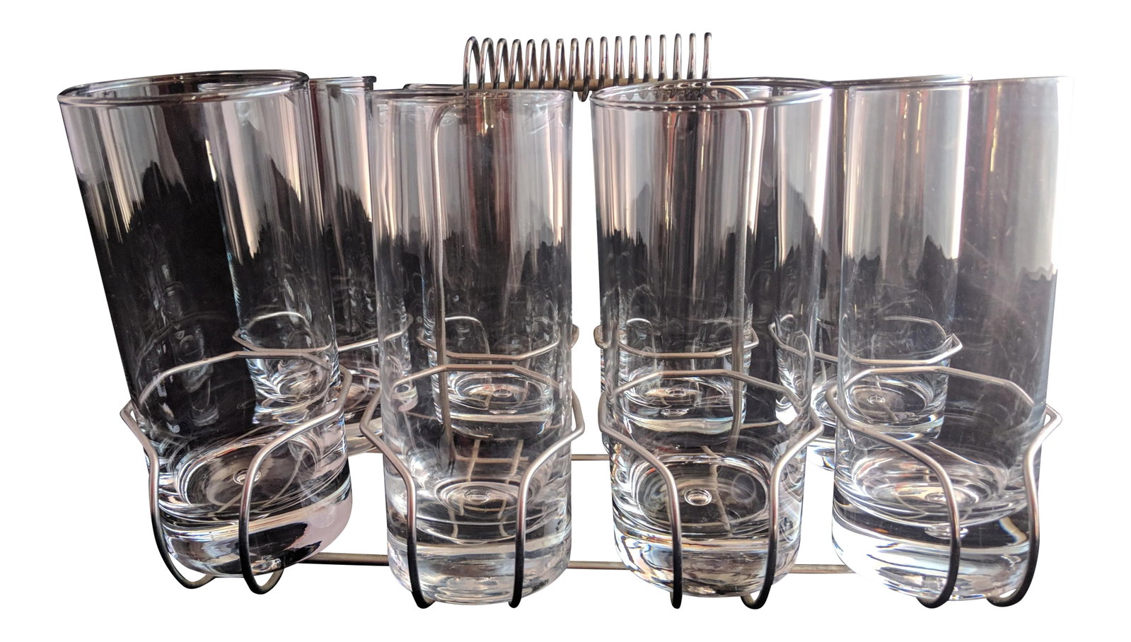 Chrome Glass Caddy With 8 Glasses Retro Mid-Century Modern (1 of 9)