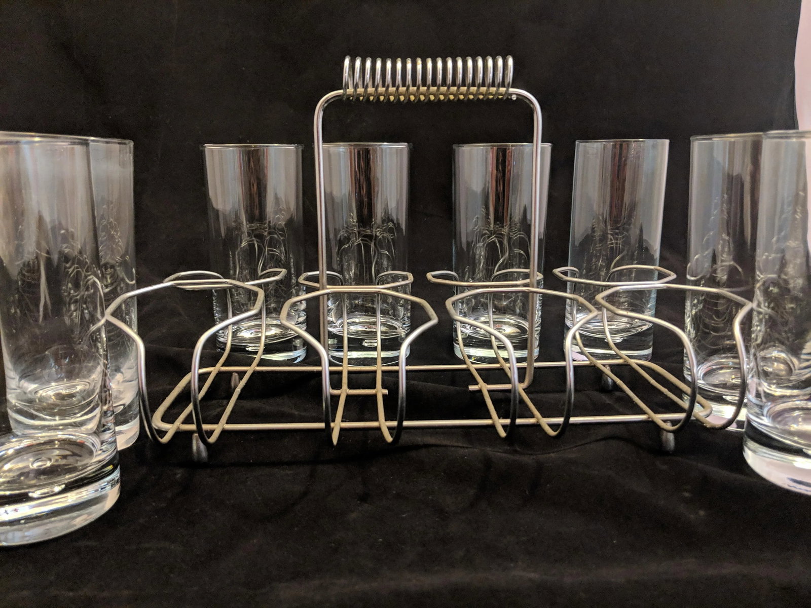 Chrome Glass Caddy With 8 Glasses Retro Mid-Century Modern - 3
