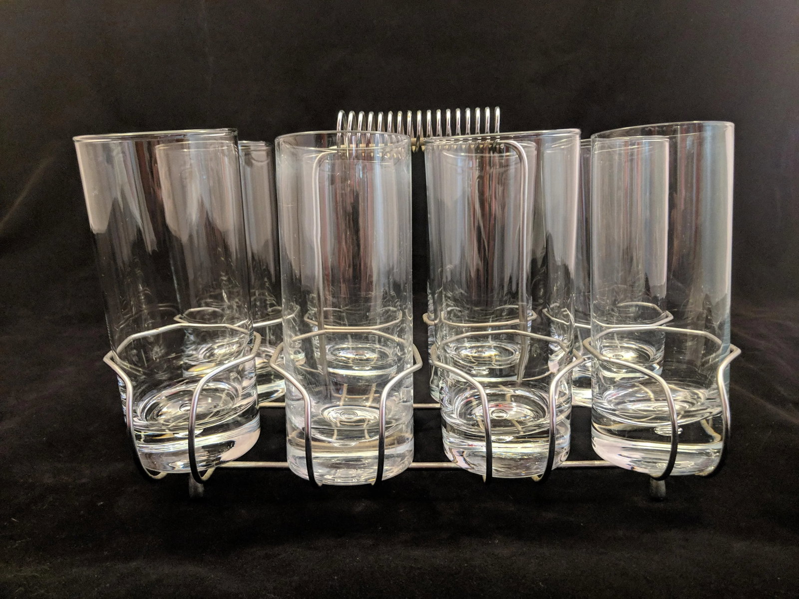 Chrome Glass Caddy With 8 Glasses Retro Mid-Century Modern - 4