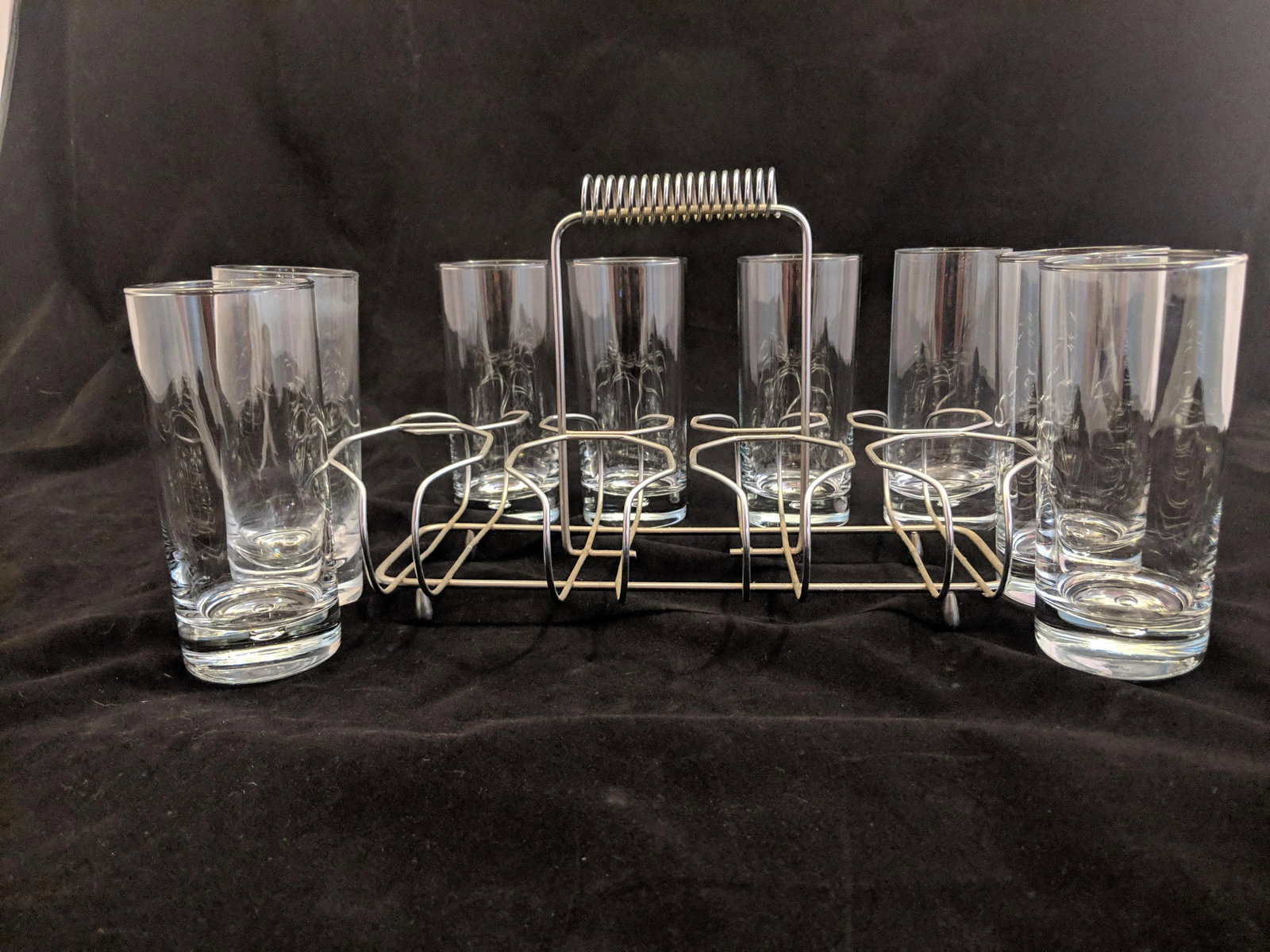 Chrome Glass Caddy With 8 Glasses Retro Mid-Century Modern - 5