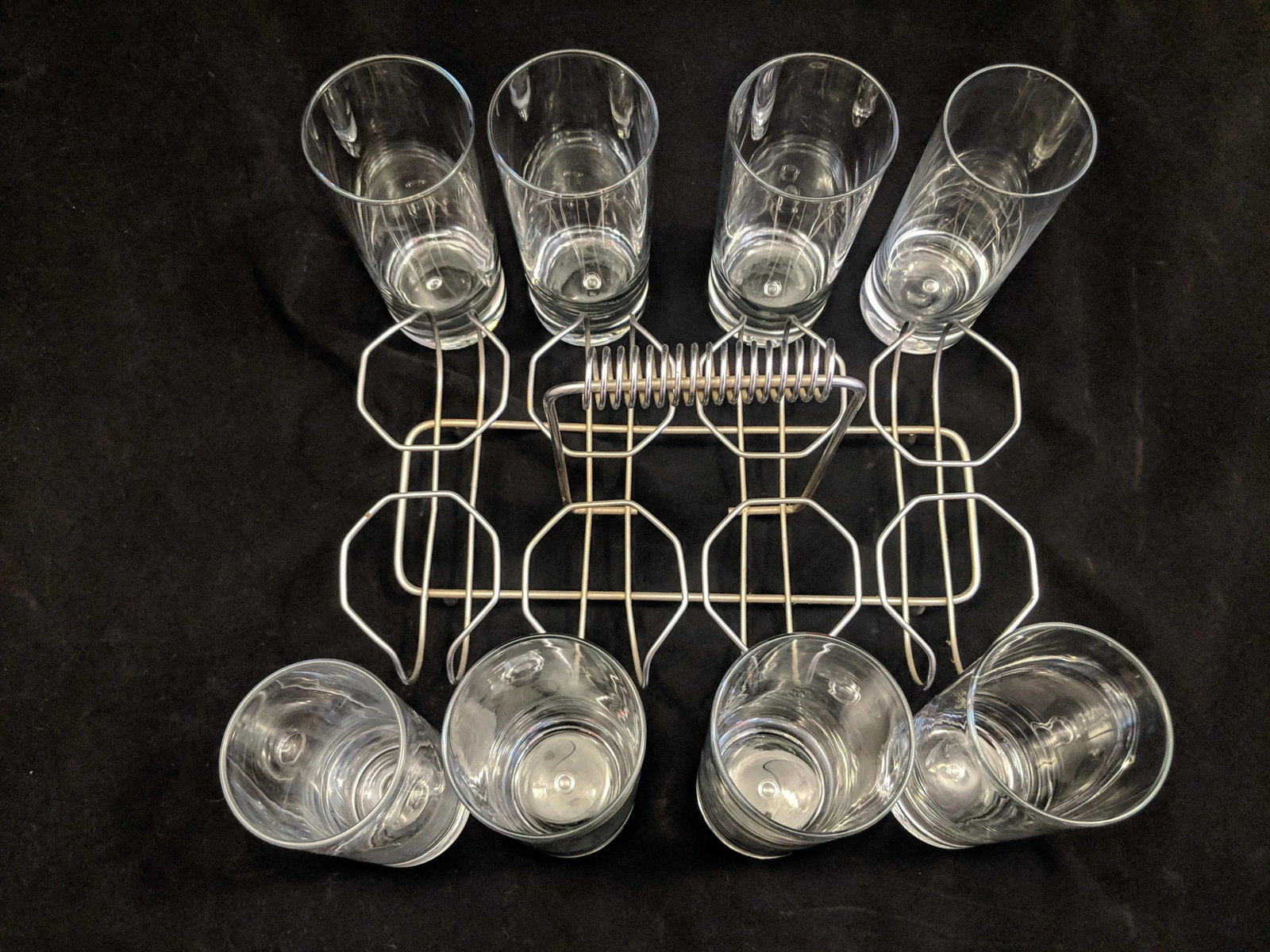 Chrome Glass Caddy With 8 Glasses Retro Mid-Century Modern - 6
