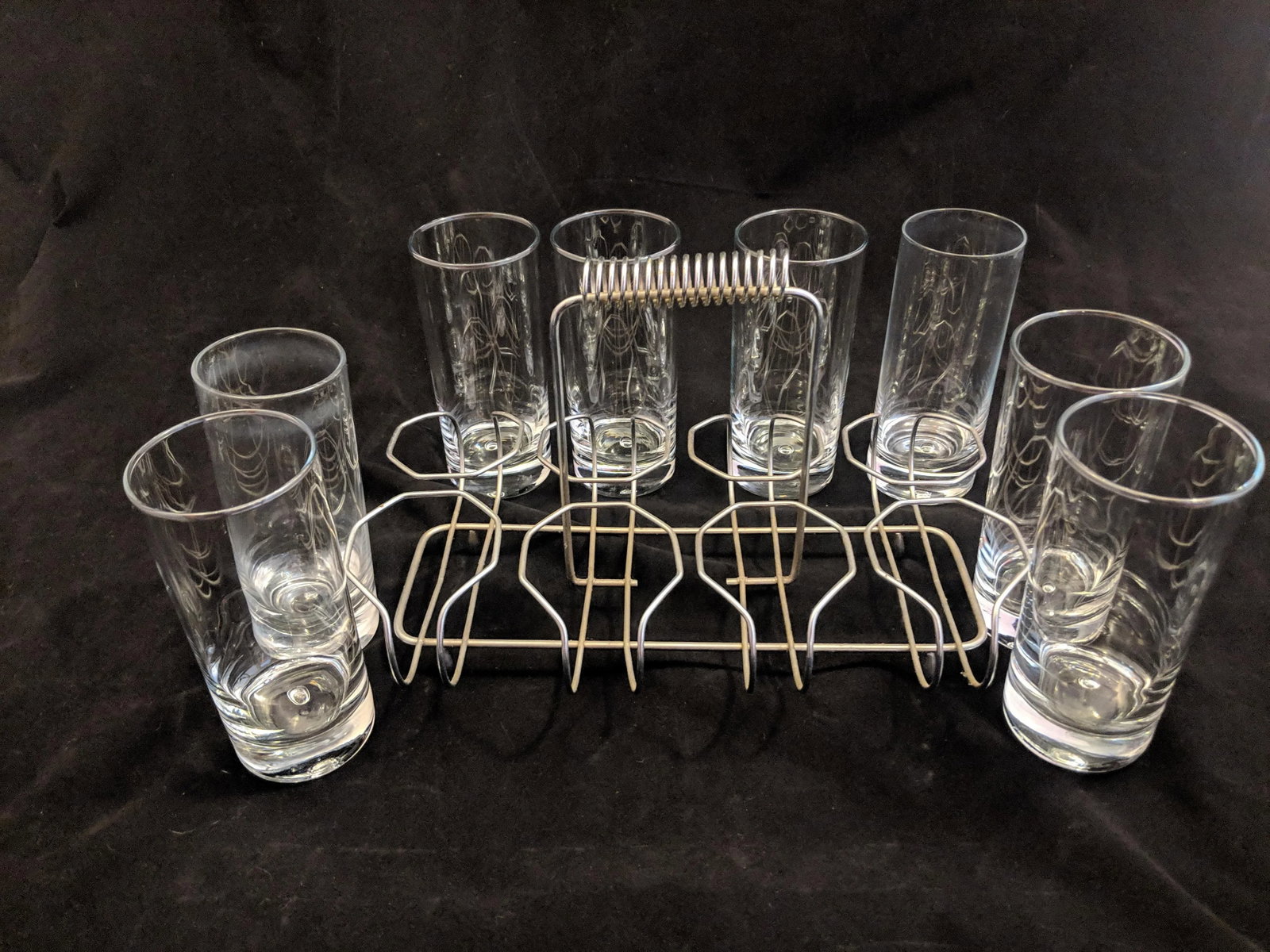 Chrome Glass Caddy With 8 Glasses Retro Mid-Century Modern - 7