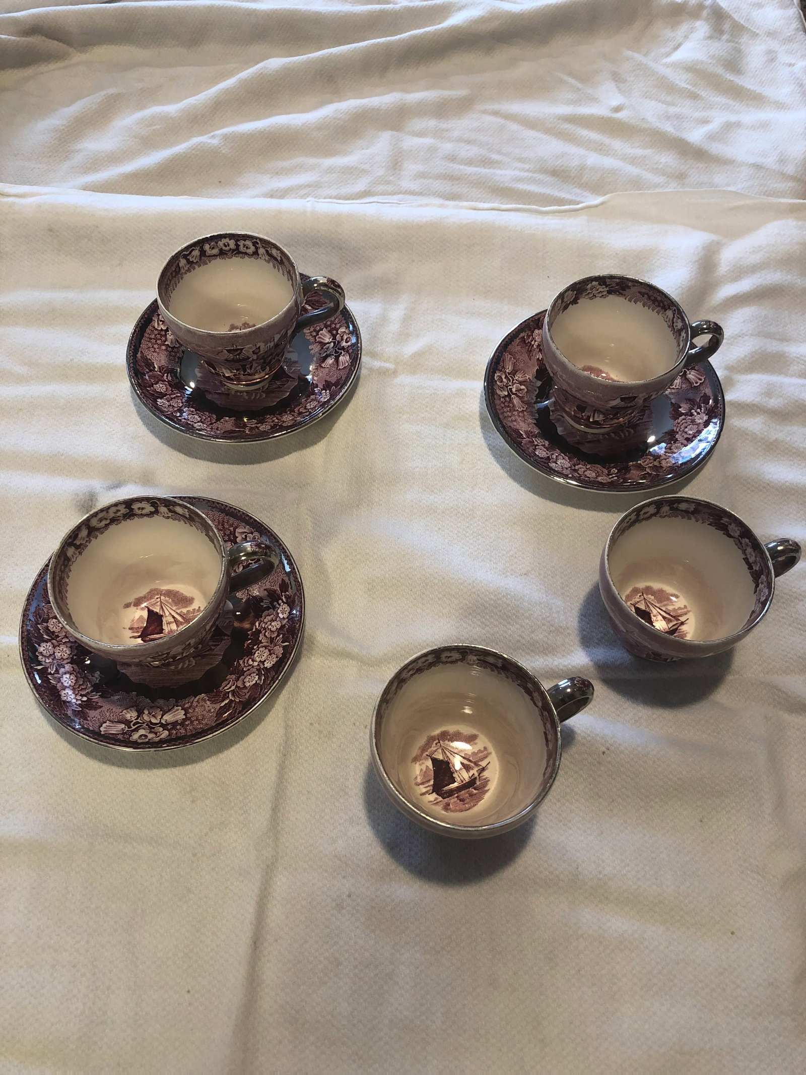 18th Century Wedgewood Asian Cup and Saucer Set - 9 Piece Set - 6
