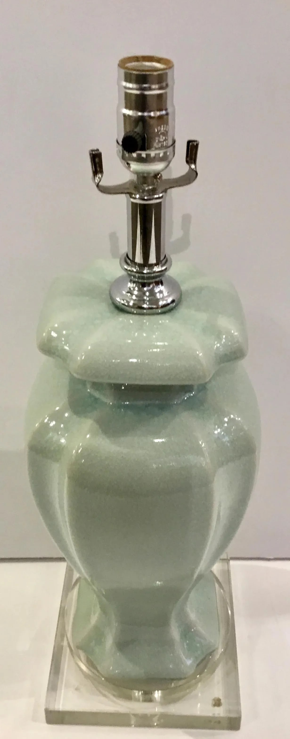Transitional Blue Crackle Glaze Porcelain Urn Table Lamp - 2