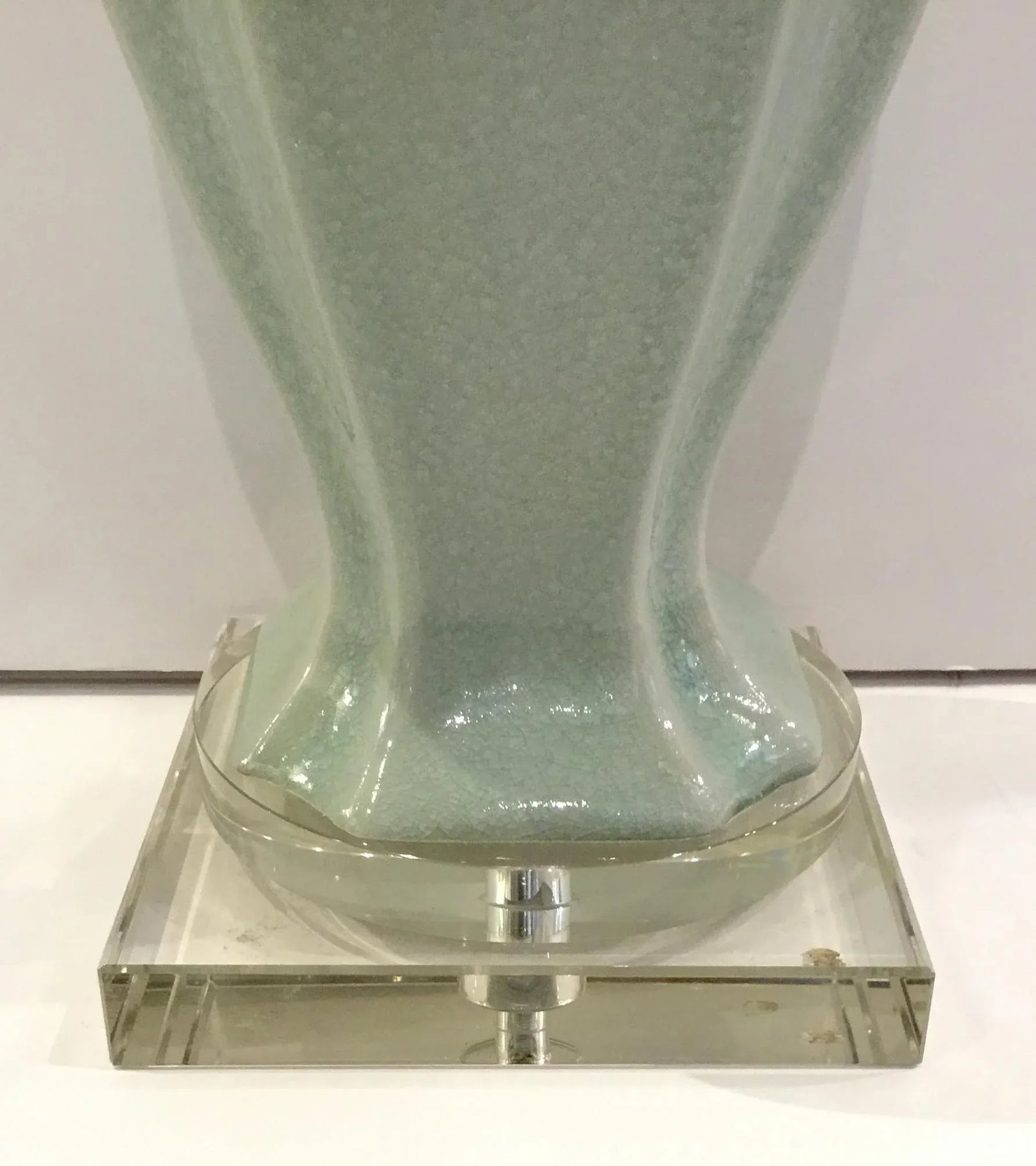 Transitional Blue Crackle Glaze Porcelain Urn Table Lamp - 3