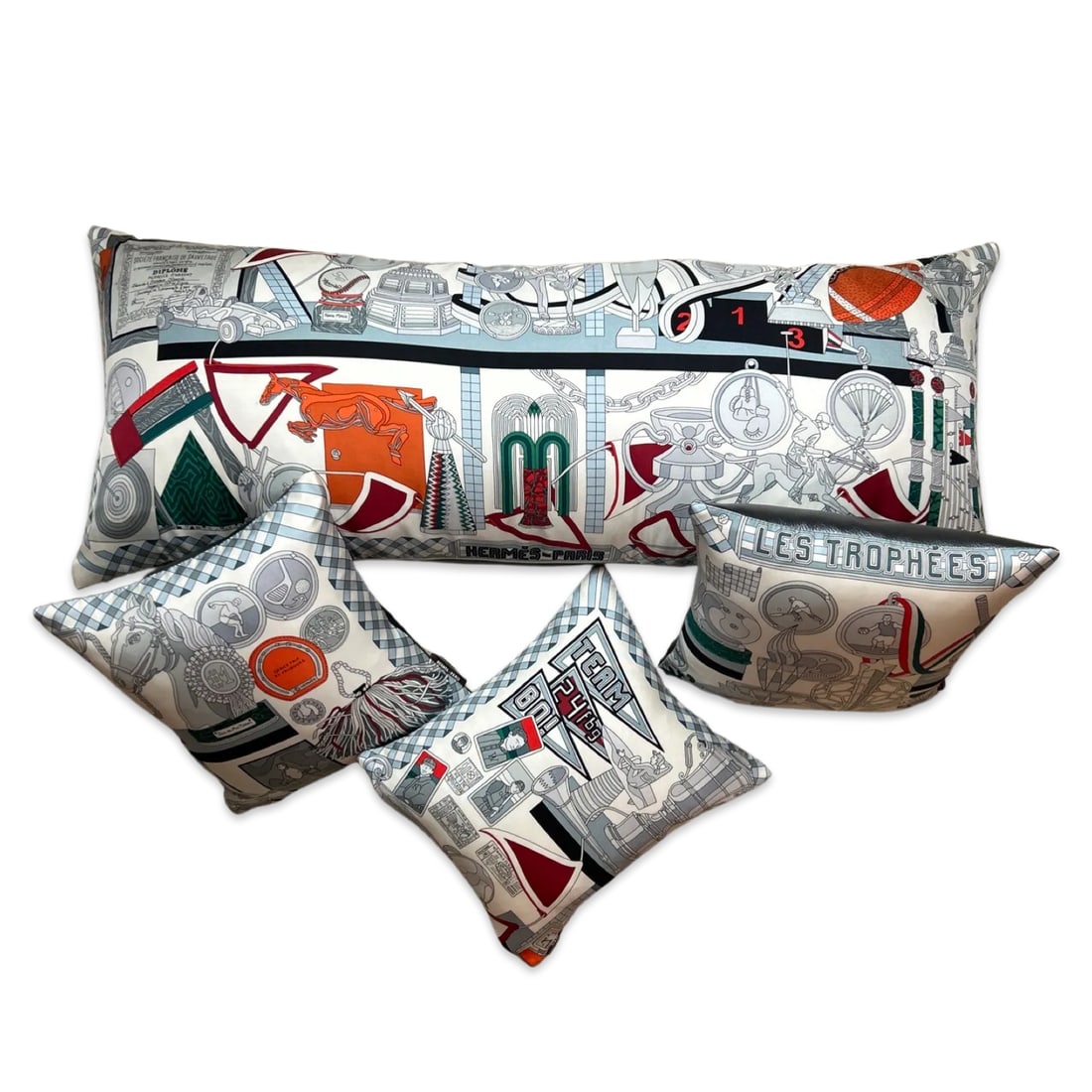 Hermes Trophees Vintage Silk Scarf Pillow - 3
