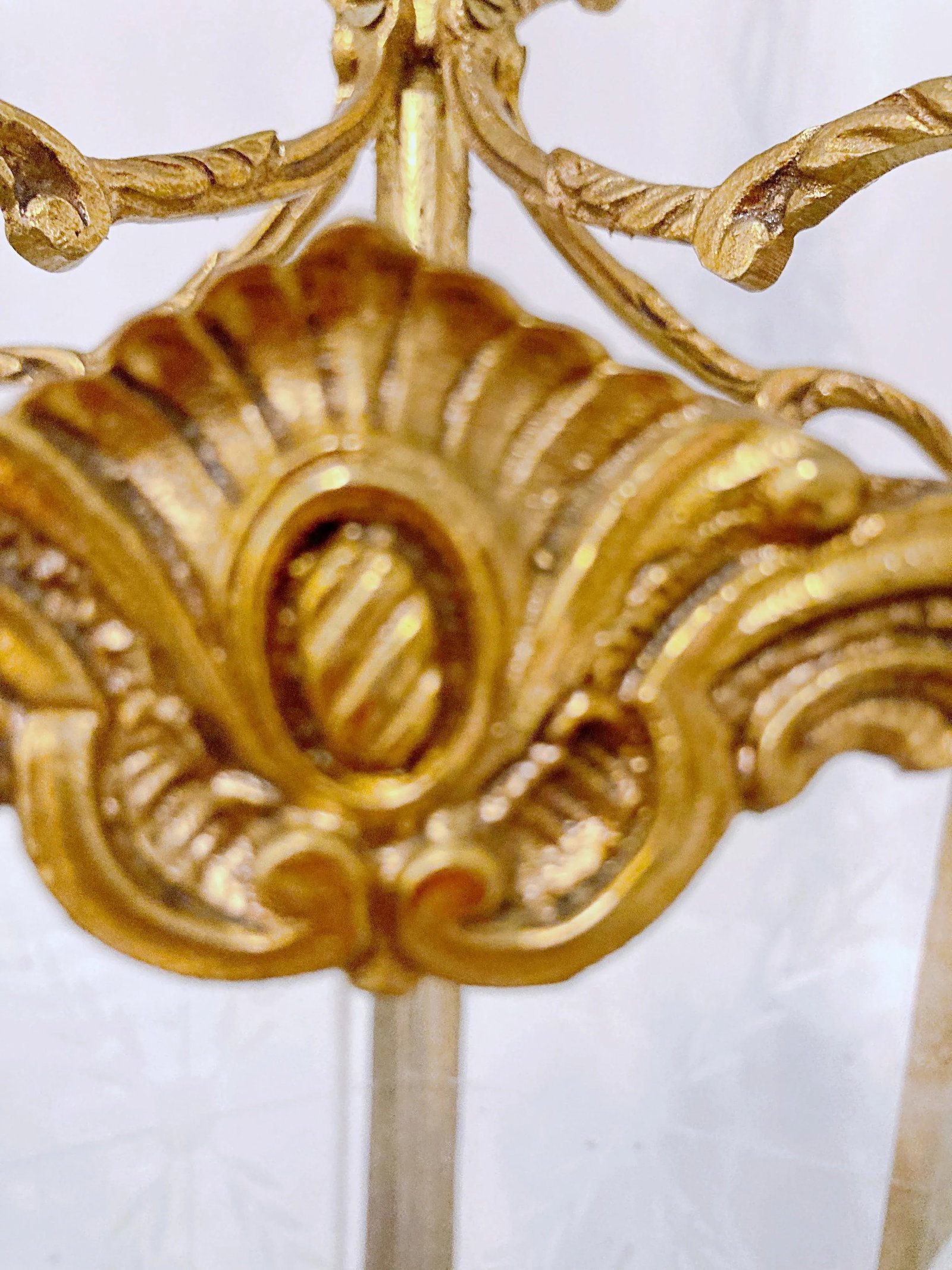 Vintage Bronze Lantern With Etched Glass Panels - 5