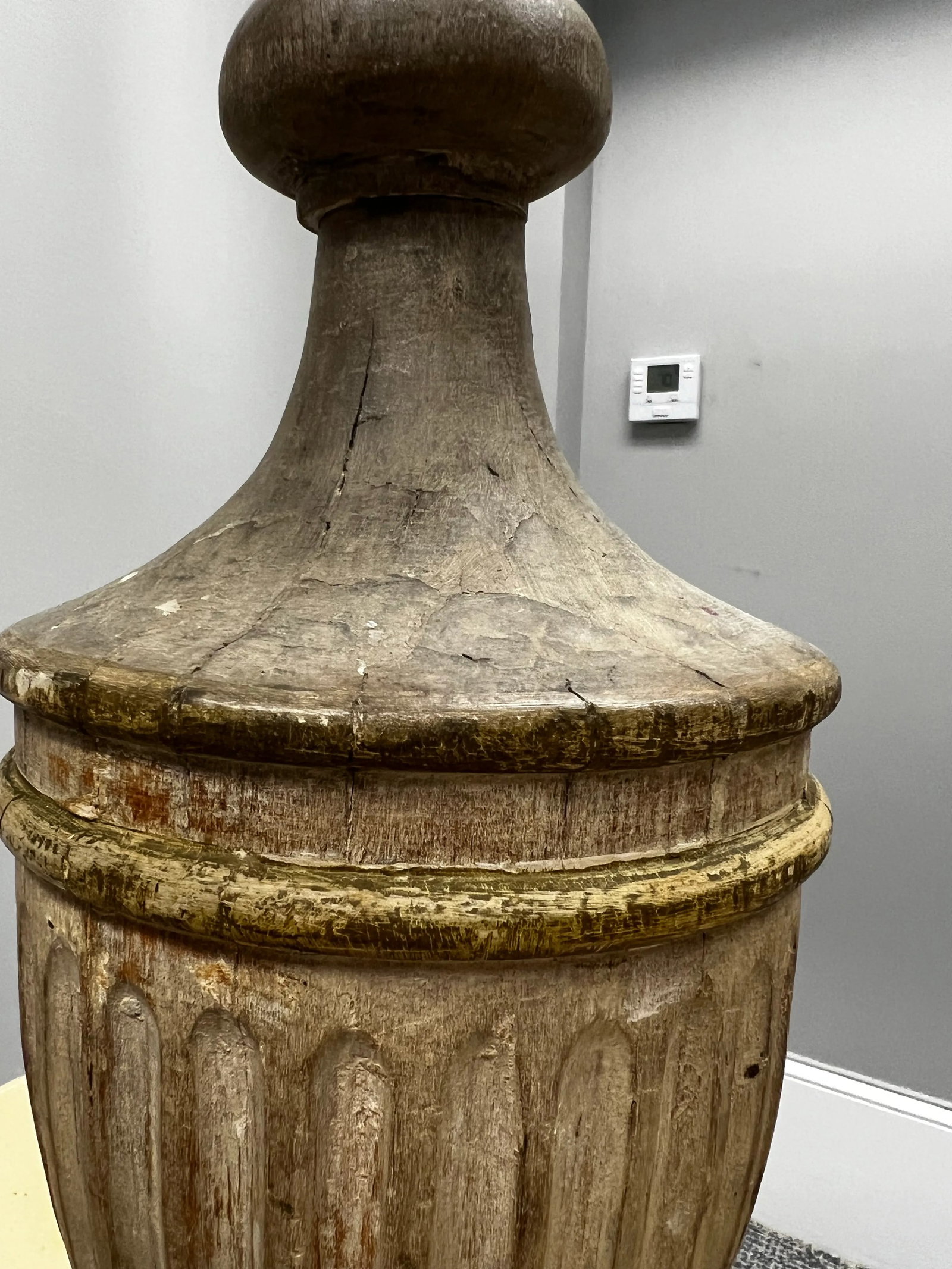 Vintage Weathered Wooden Table Lamps - a Pair - 11