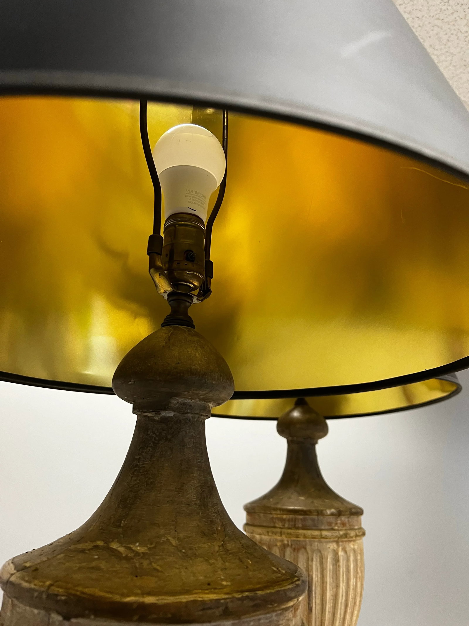 Vintage Weathered Wooden Table Lamps - a Pair - 3