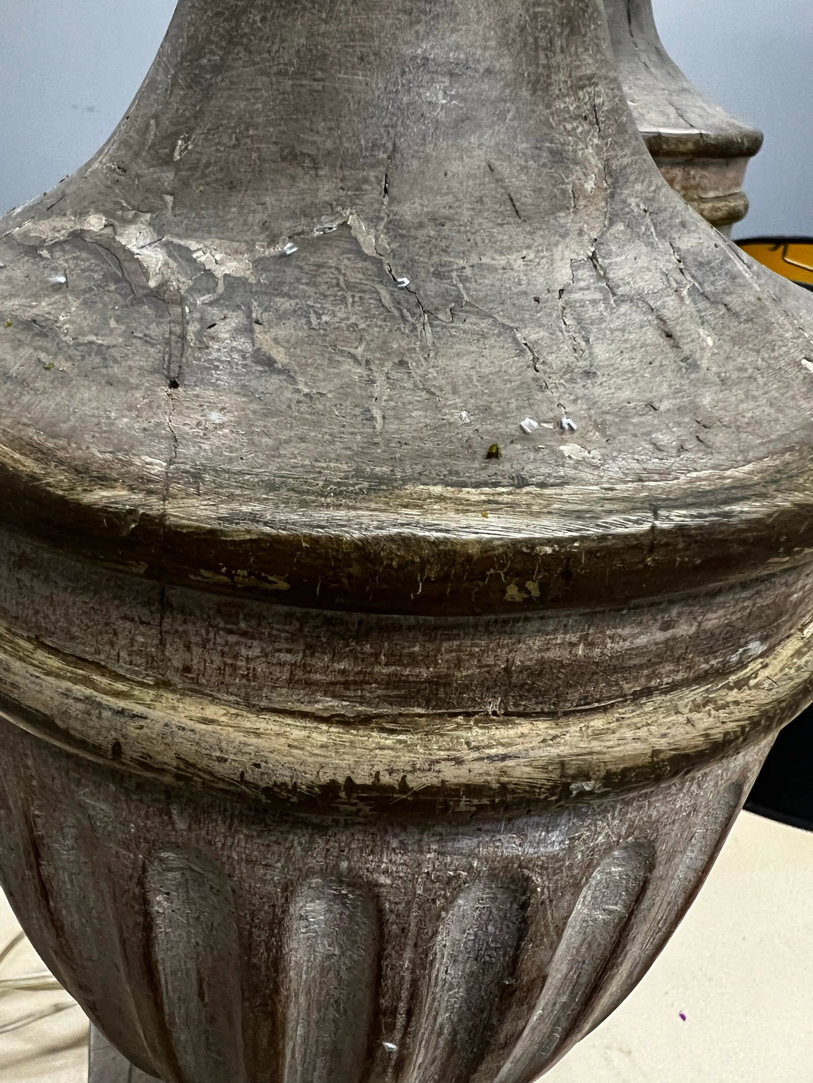 Vintage Weathered Wooden Table Lamps - a Pair - 9