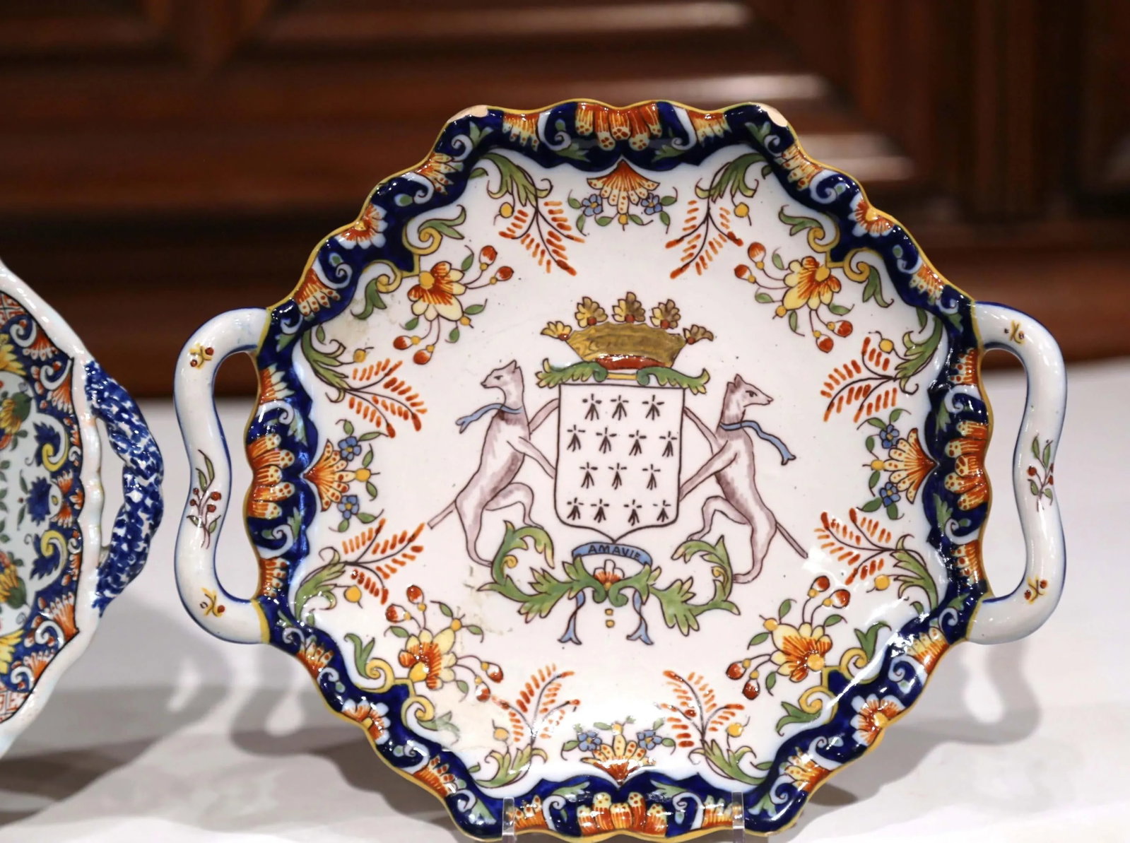 Two Mid-20th Century French Hand-Painted Faience Decorative Plates From Brittany - 4
