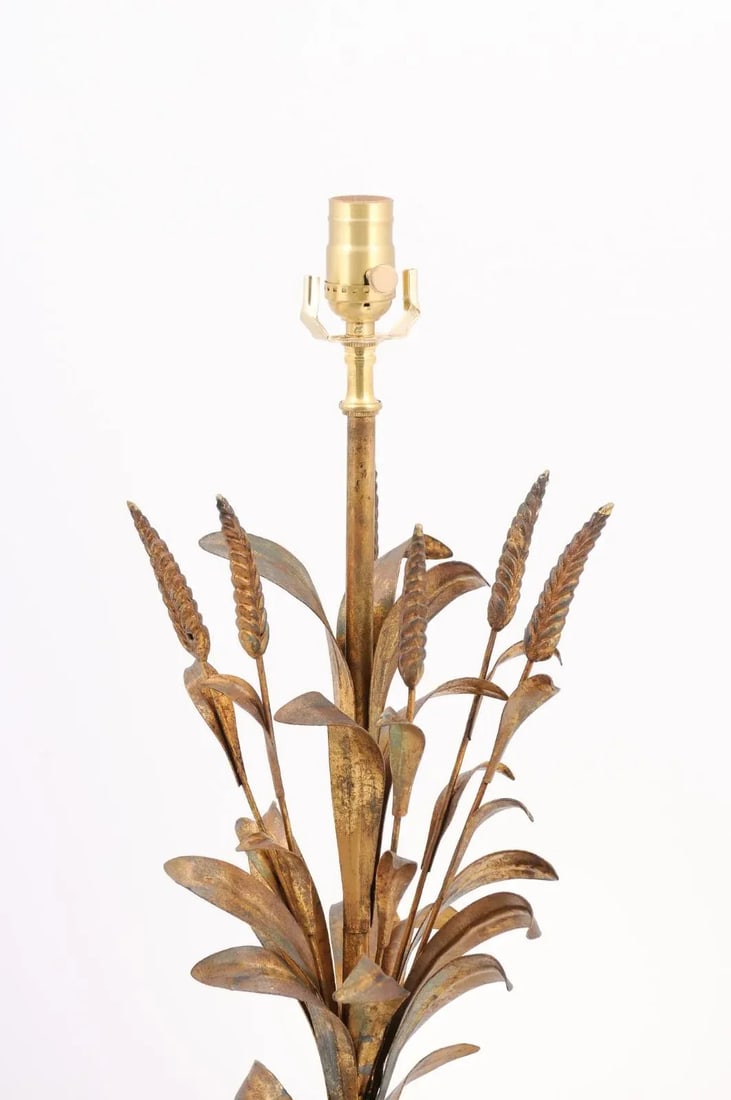 Italian Tole & Gilt Wheat Table Lamp - 1950s - 2