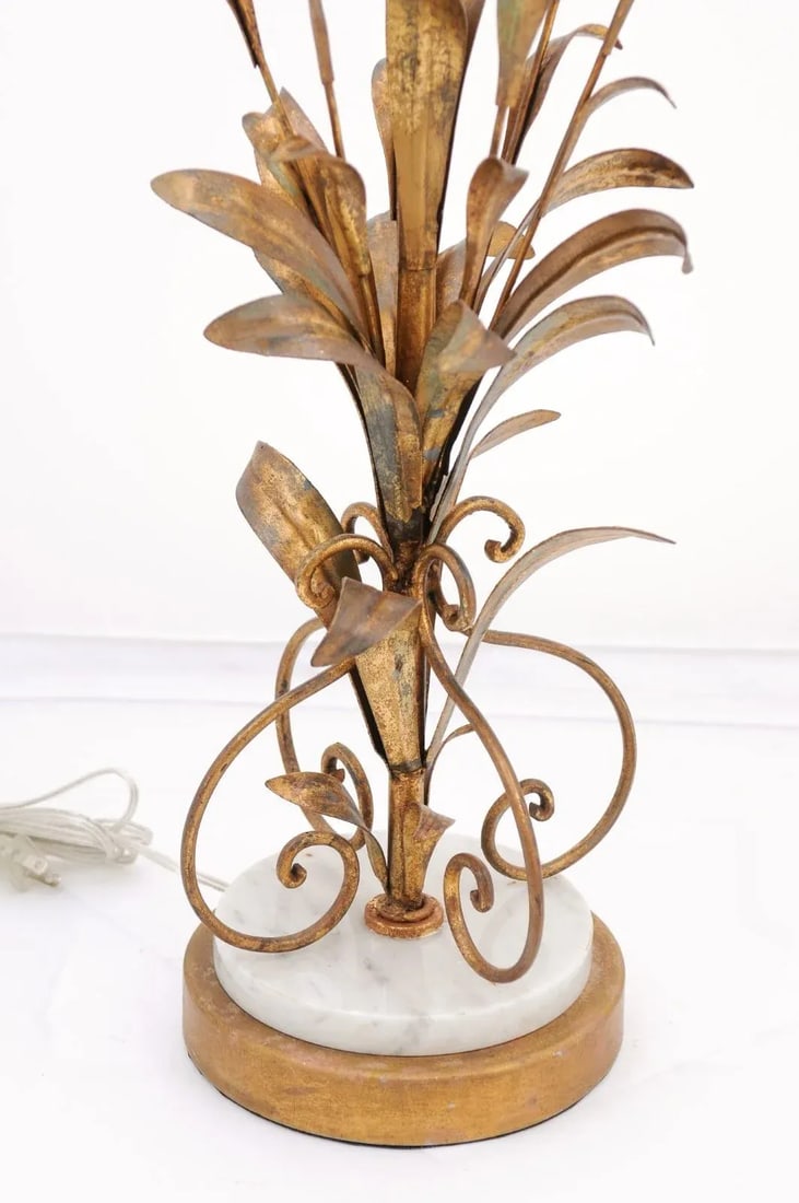Italian Tole & Gilt Wheat Table Lamp - 1950s - 3