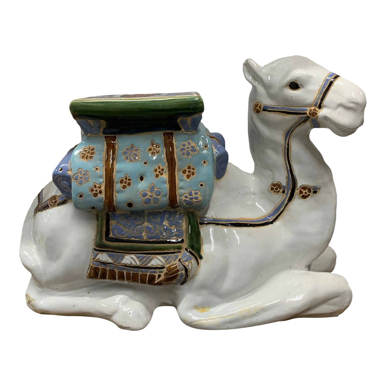 Vintage 1960's Glazed Ceramic Camel Plant Stand: Vintage 1960's Glazed Ceramic Camel Plant Stand Condition: Alterations: Original Condition Unaltered Imperfections: Some Imperfections Condition Notes: Wear Consistent with Age & Use. Minor Ceramic