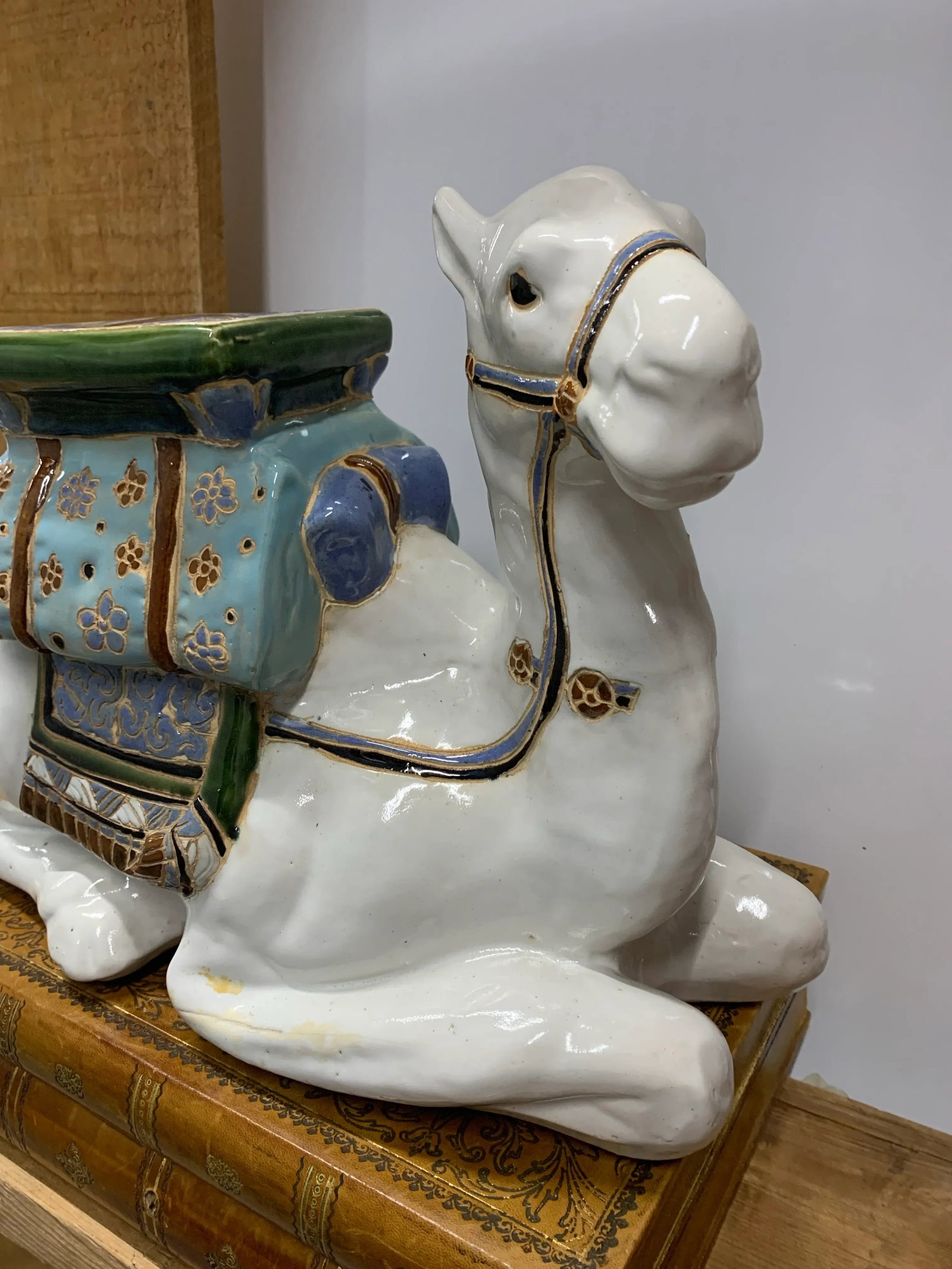 Vintage 1960's Glazed Ceramic Camel Plant Stand - 2
