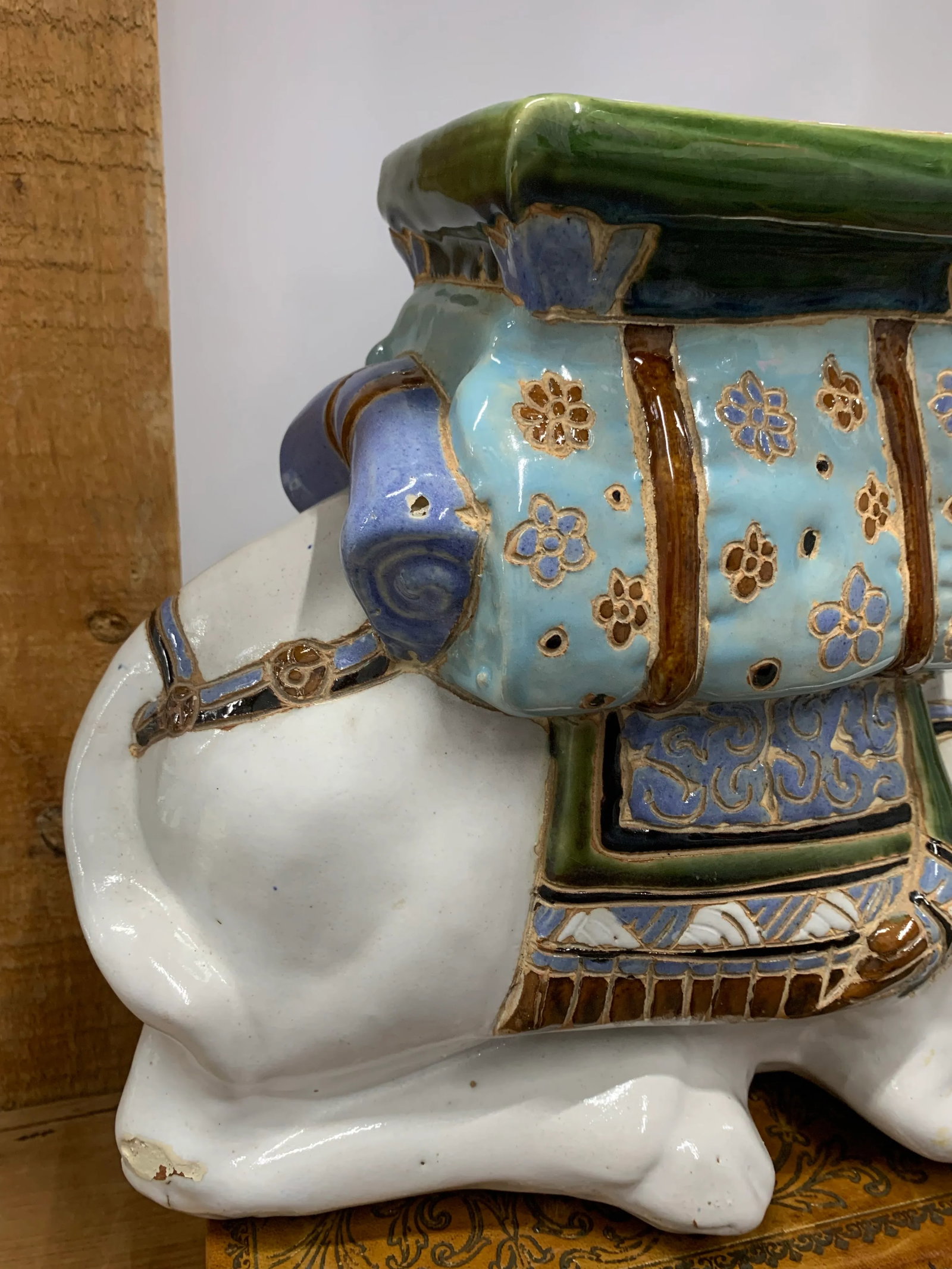 Vintage 1960's Glazed Ceramic Camel Plant Stand - 3