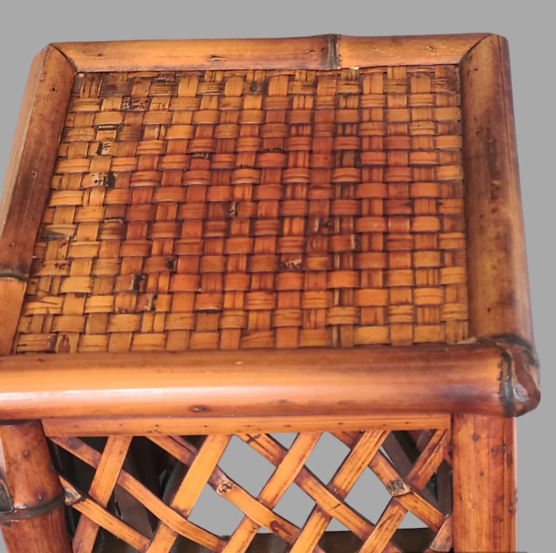 Vintage Mid 20th Century Bamboo Pedestal Plant Stand - 2
