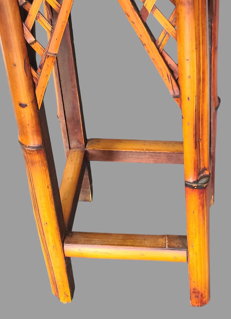 Vintage Mid 20th Century Bamboo Pedestal Plant Stand - 3