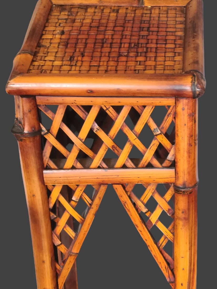 Vintage Mid 20th Century Bamboo Pedestal Plant Stand - 4