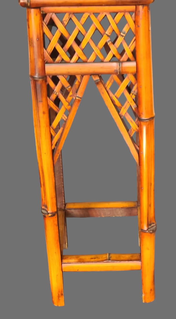 Vintage Mid 20th Century Bamboo Pedestal Plant Stand - 5