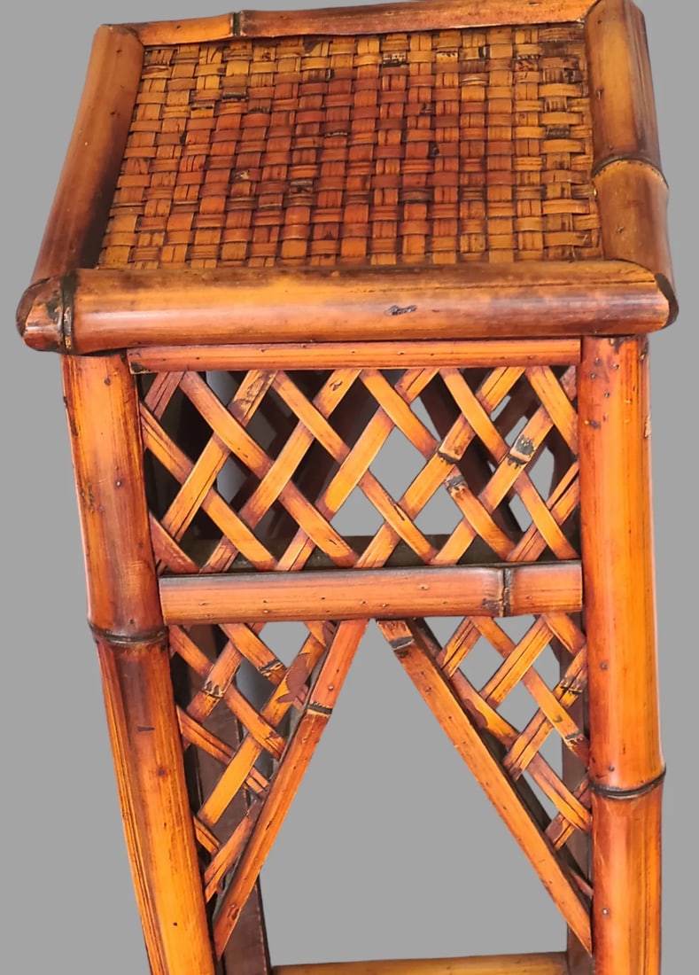 Vintage Mid 20th Century Bamboo Pedestal Plant Stand - 6