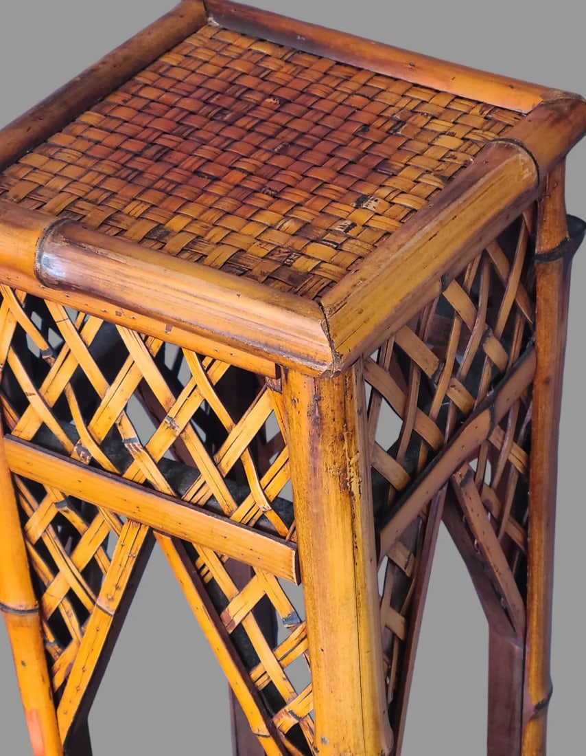 Vintage Mid 20th Century Bamboo Pedestal Plant Stand - 7