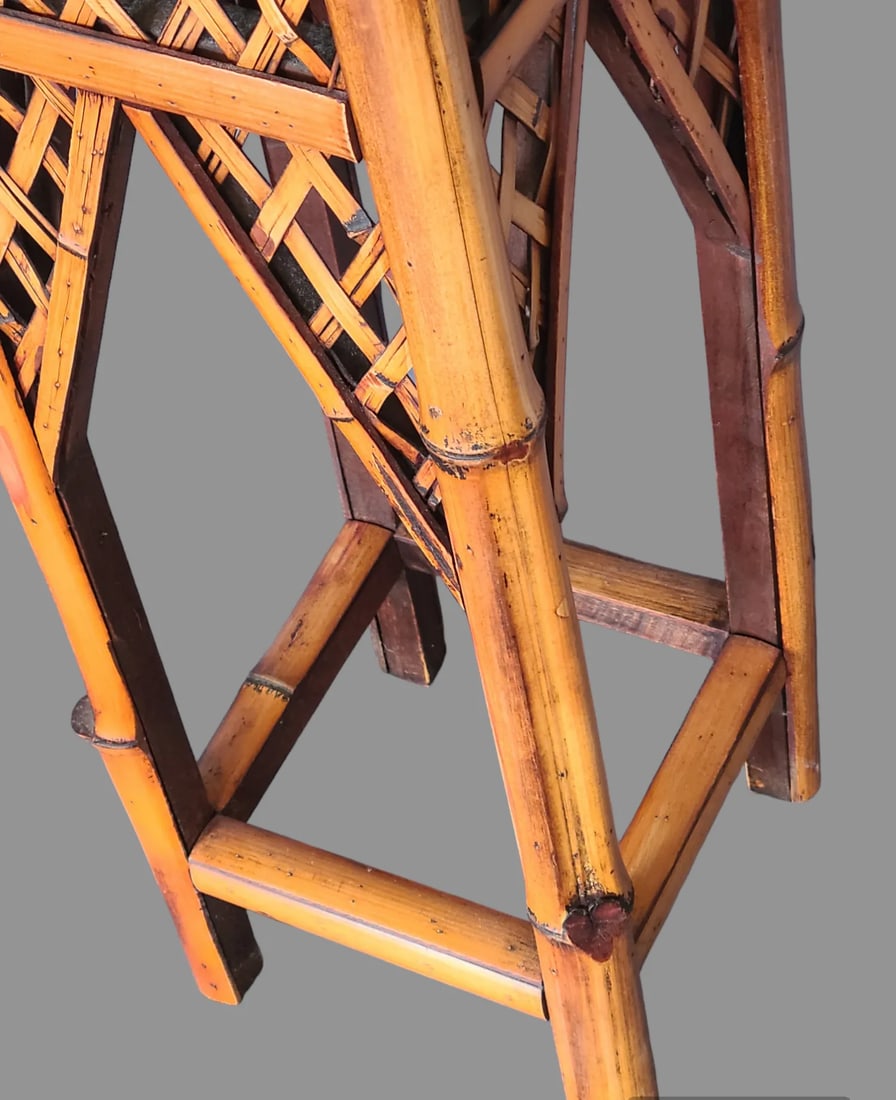 Vintage Mid 20th Century Bamboo Pedestal Plant Stand - 9