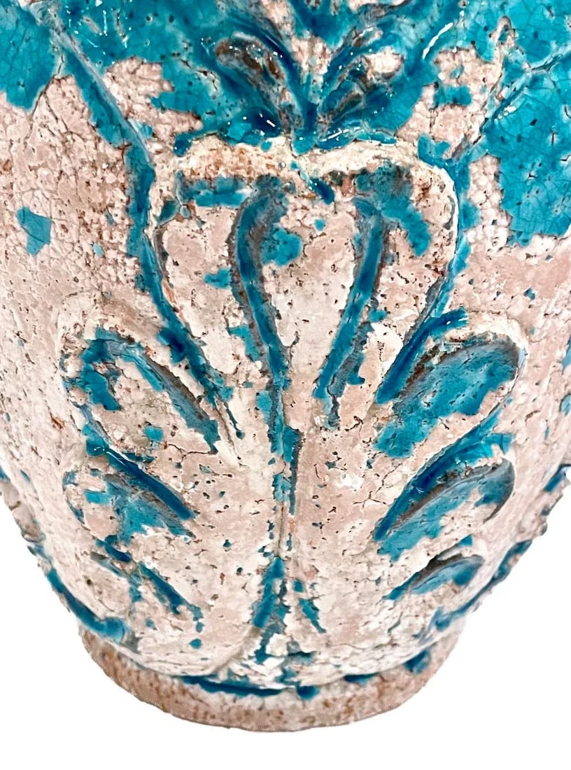 Aged Turquoise Glaze Acanthus Leaf Pot - 5
