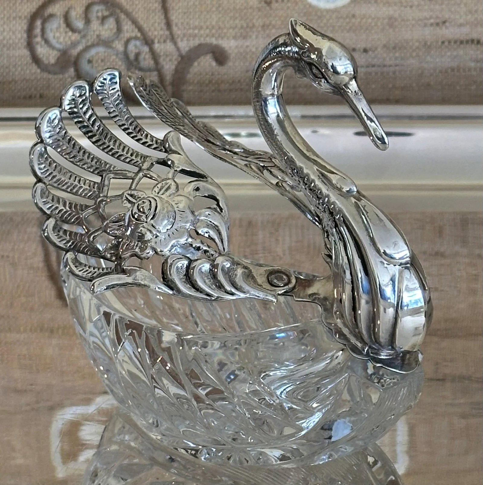 Early 20th Century Faberge Inspired Sterling Silver & Crystal Swan - 2