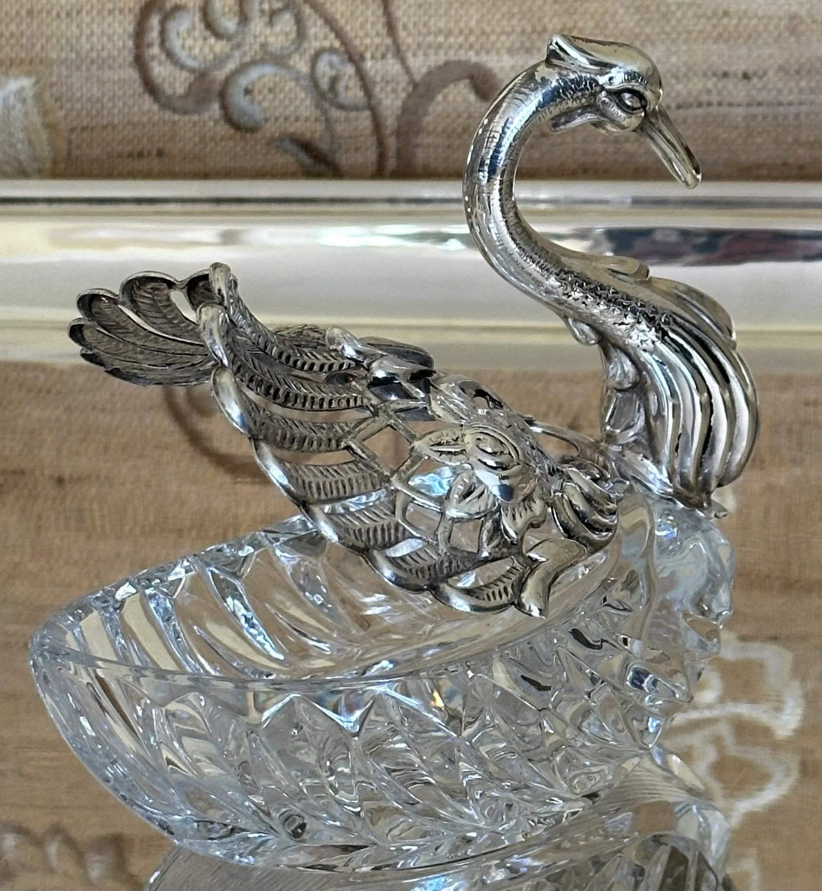 Early 20th Century Faberge Inspired Sterling Silver & Crystal Swan - 6