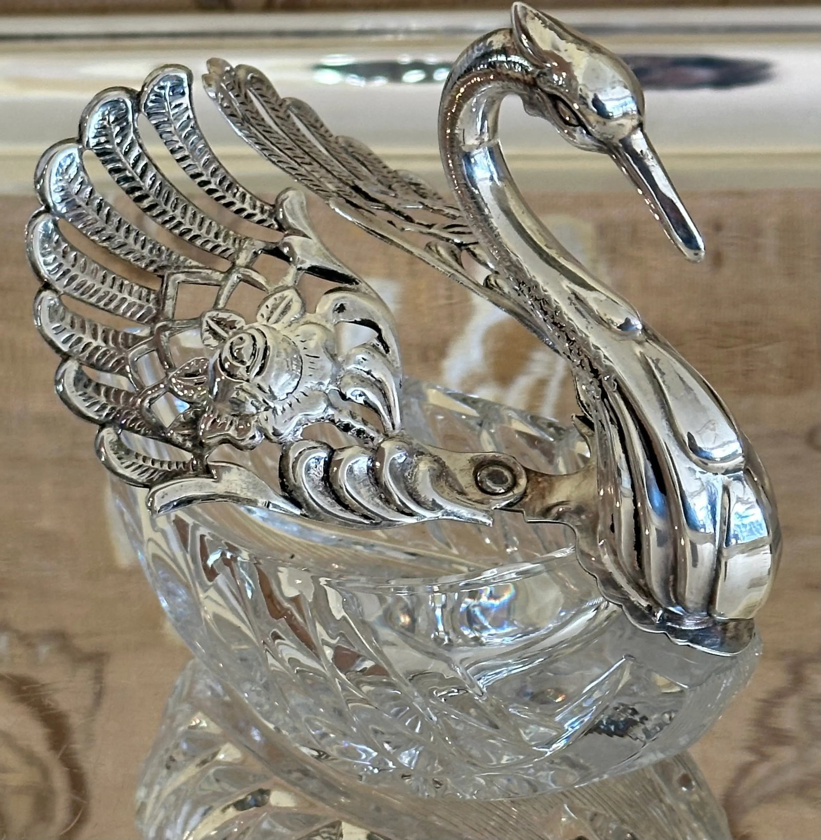 Early 20th Century Faberge Inspired Sterling Silver & Crystal Swan - 8