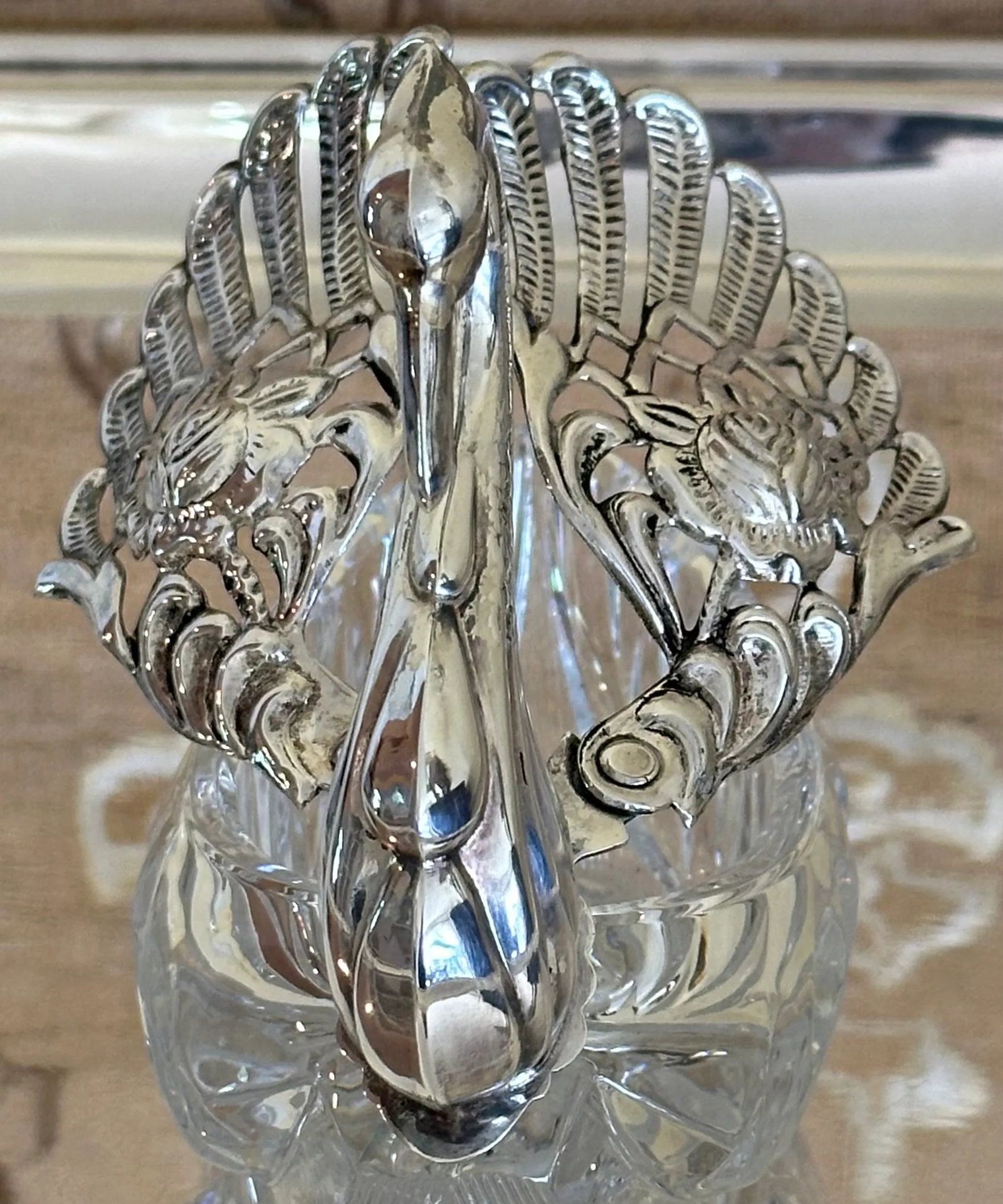 Early 20th Century Faberge Inspired Sterling Silver & Crystal Swan - 9