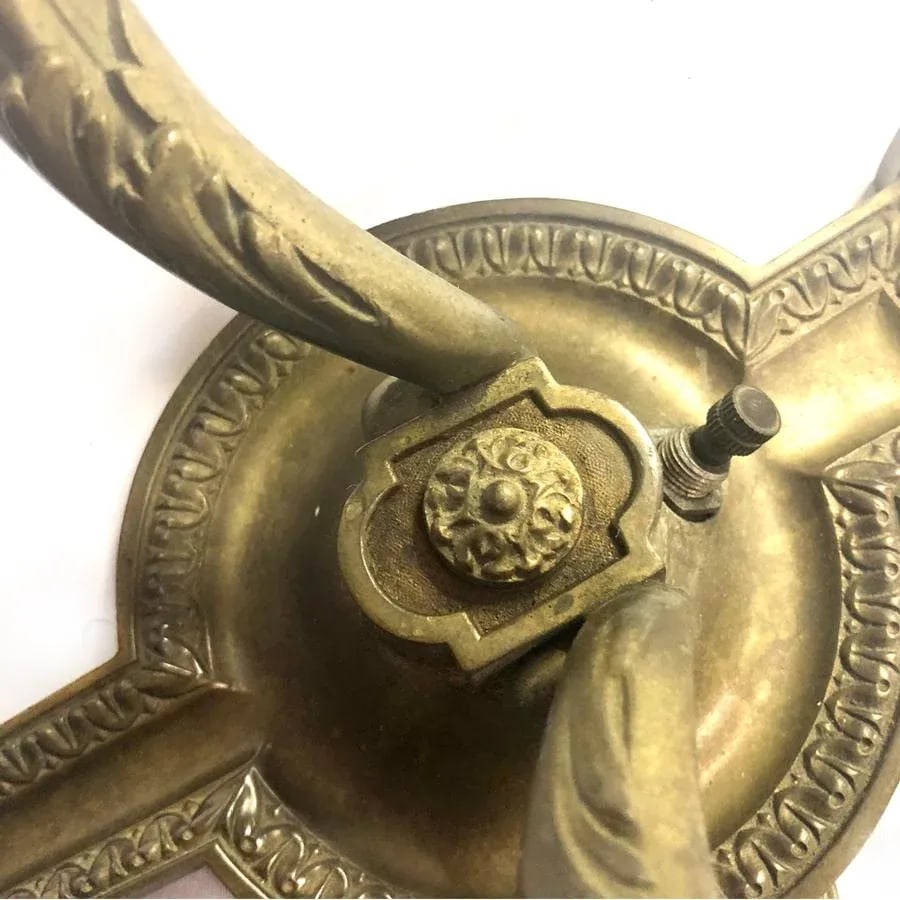 1930s Large Vintage French Empire Brass Double Arm Sconce - 6