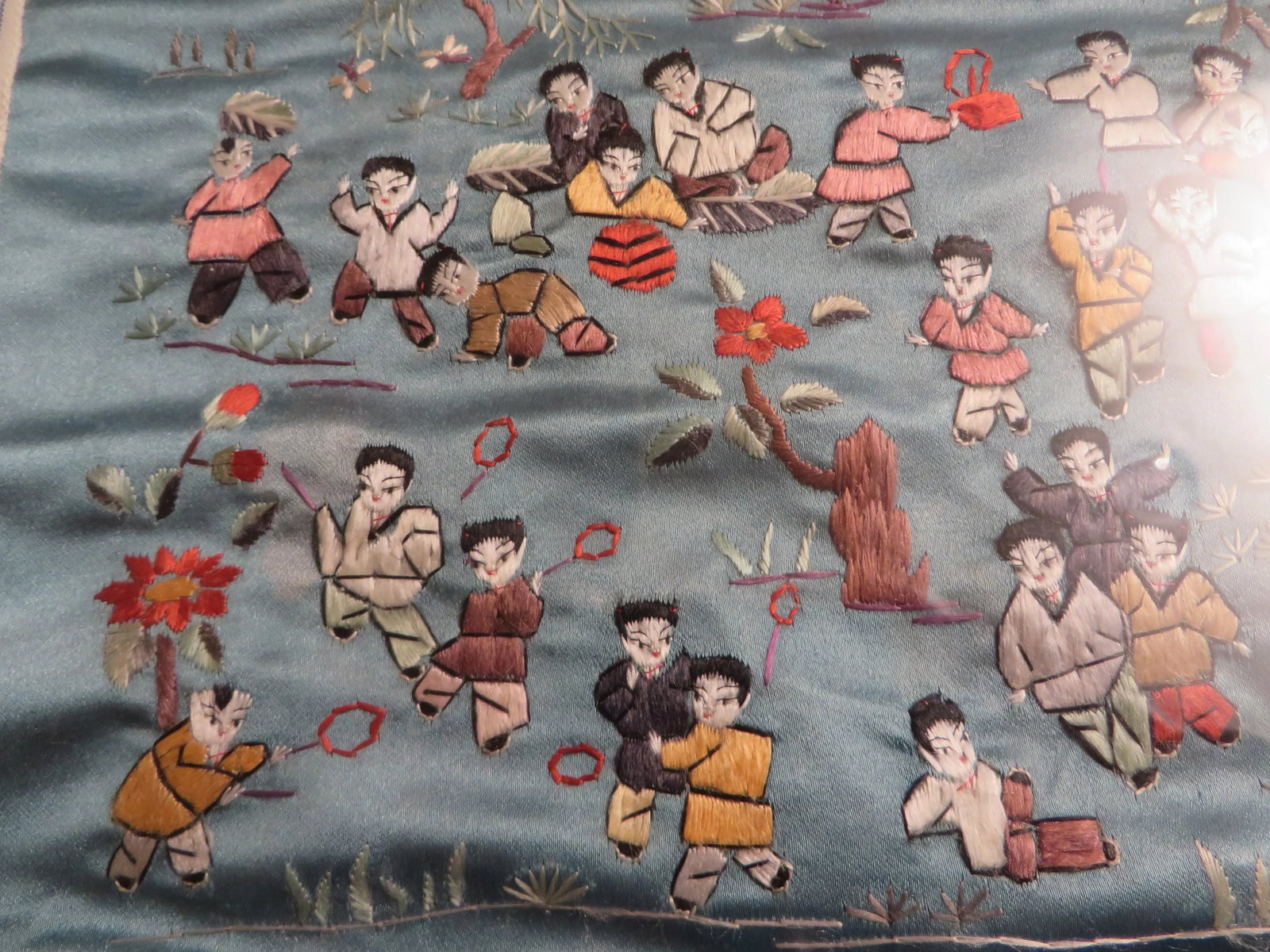 Reproduction Chinese Silk Embroidery Playing Children Motif Textile Art - 5