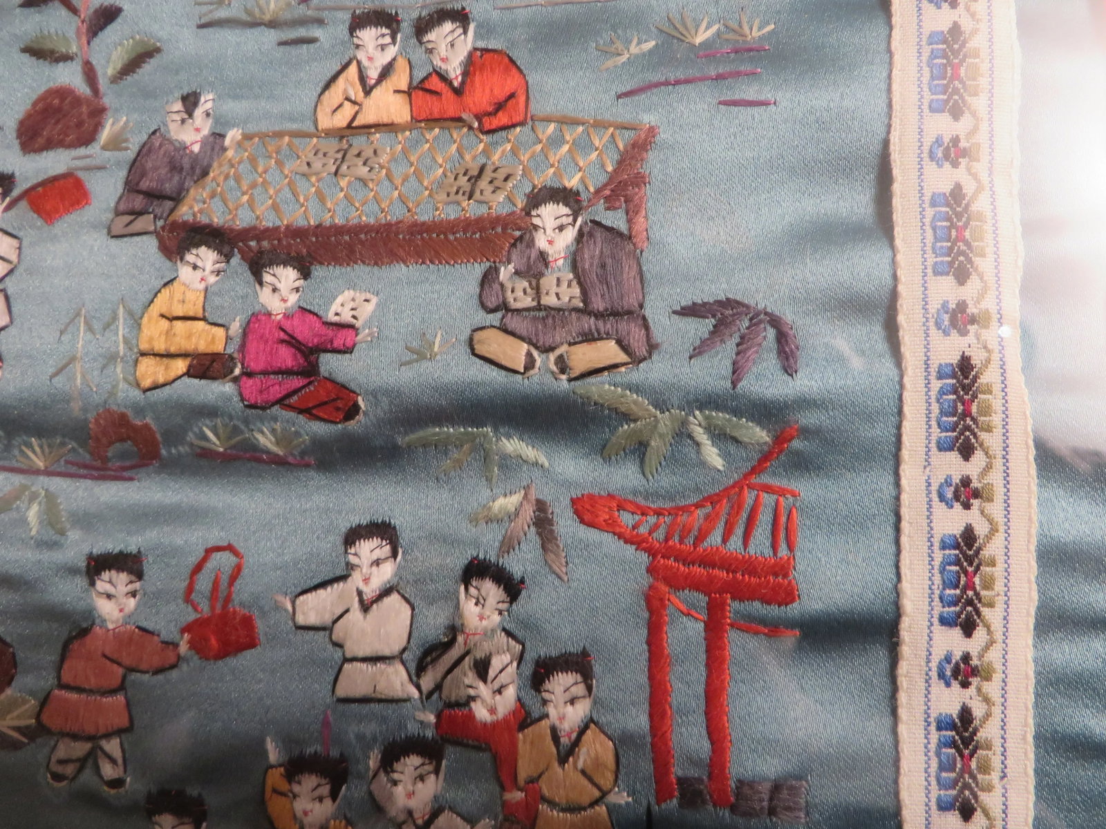 Reproduction Chinese Silk Embroidery Playing Children Motif Textile Art - 6