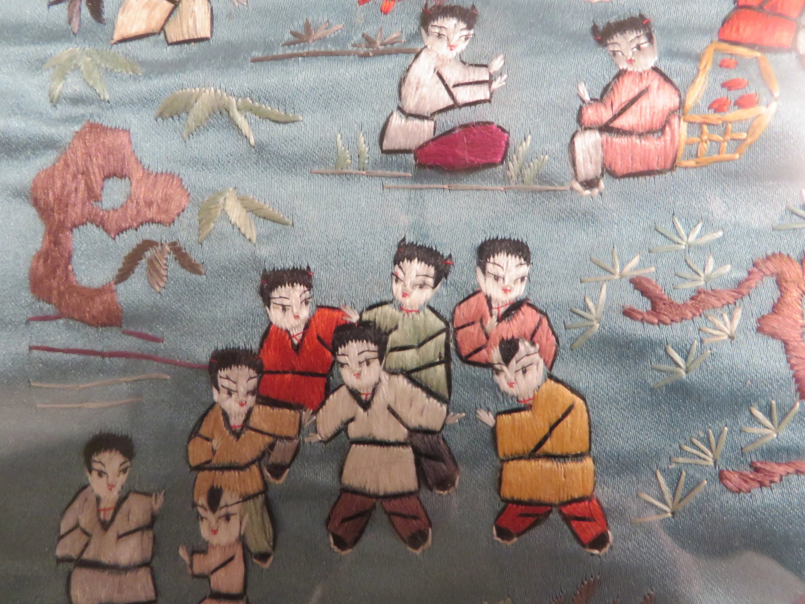 Reproduction Chinese Silk Embroidery Playing Children Motif Textile Art - 8