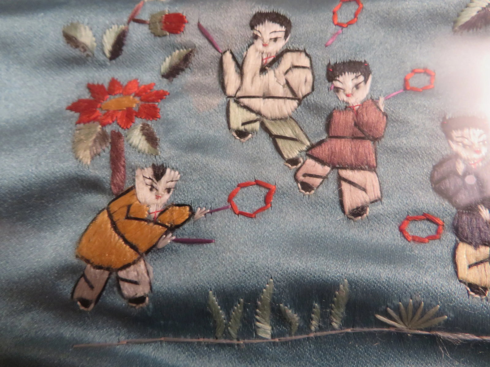 Reproduction Chinese Silk Embroidery Playing Children Motif Textile Art - 9