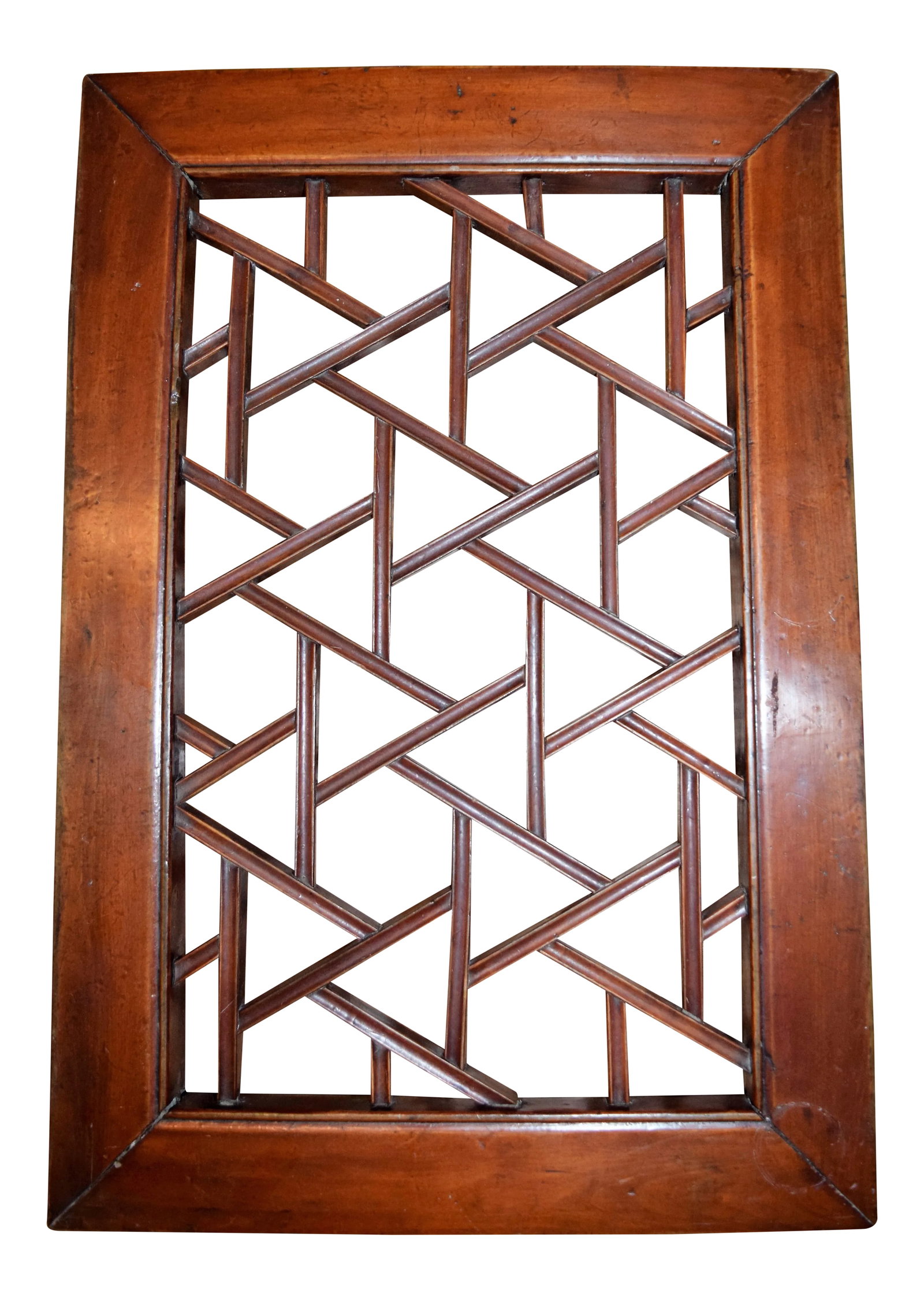 2000s Chinese Fret Panel: Unusul Chinese Fret work table for display, plant stand or tea table. Condition: Alterations: Original Condition Unaltered Imperfections: Some Imperfections Condition Notes: Beautiful finish and