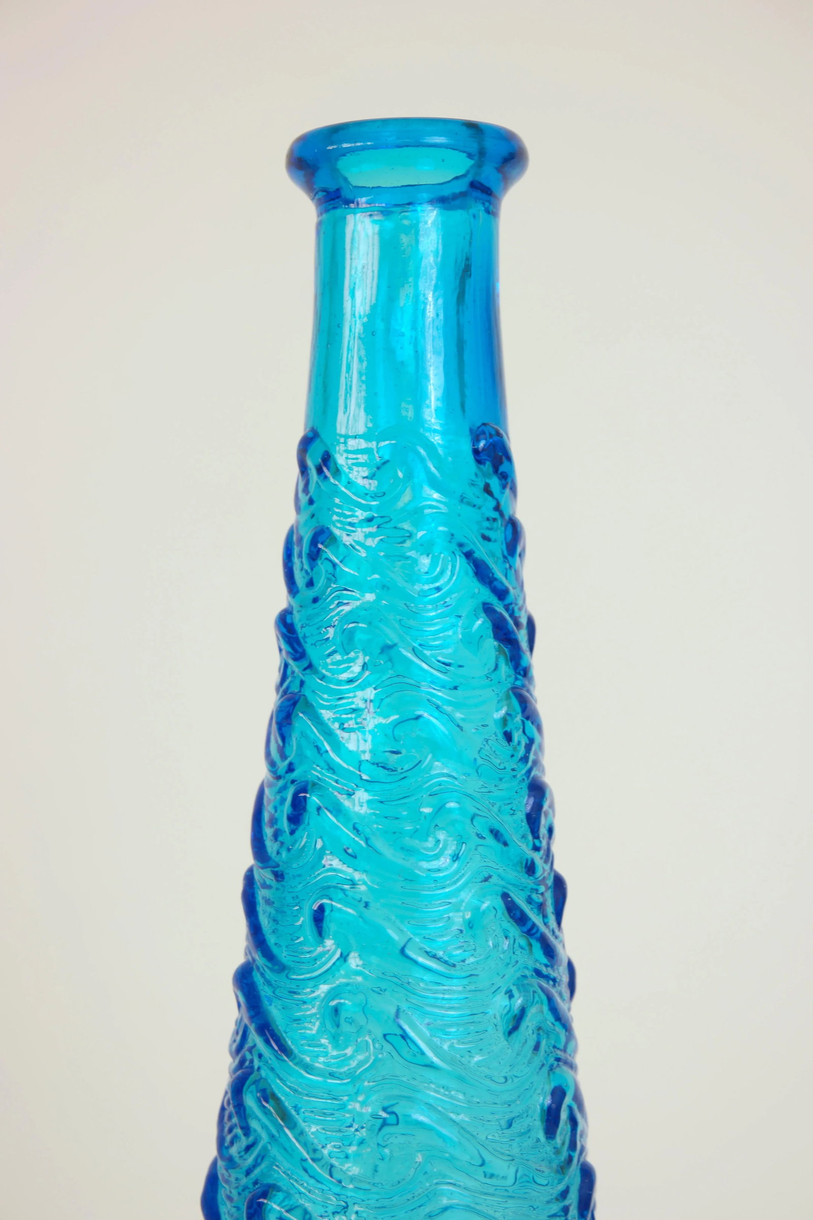 Vintage Italian Blue Glass Decorative Bottle - 2