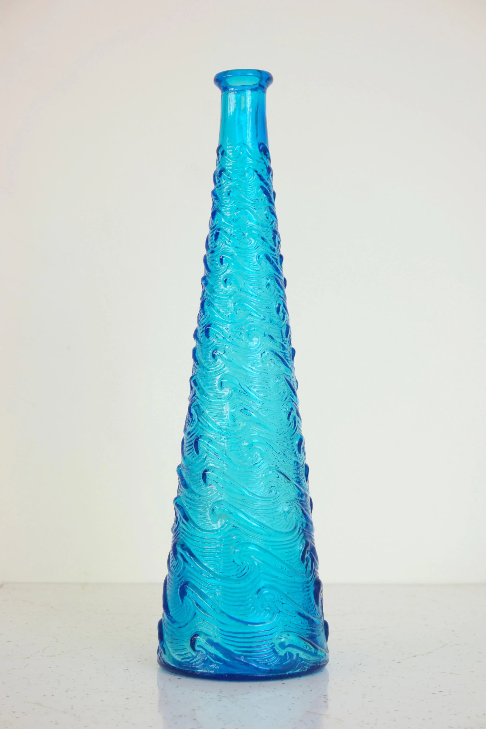 Vintage Italian Blue Glass Decorative Bottle - 7