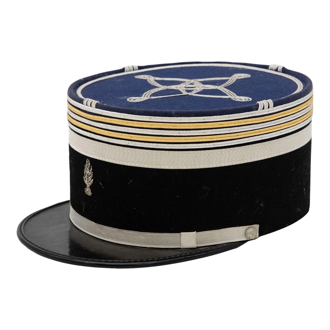 Vintage French Military Academy Officers Hat, Mid Century: A rare French Military Academy Officer's hat or cap from the 1970s. These special and unique hats are part of the uniform of students studying to become officers in the French Military. This is a
