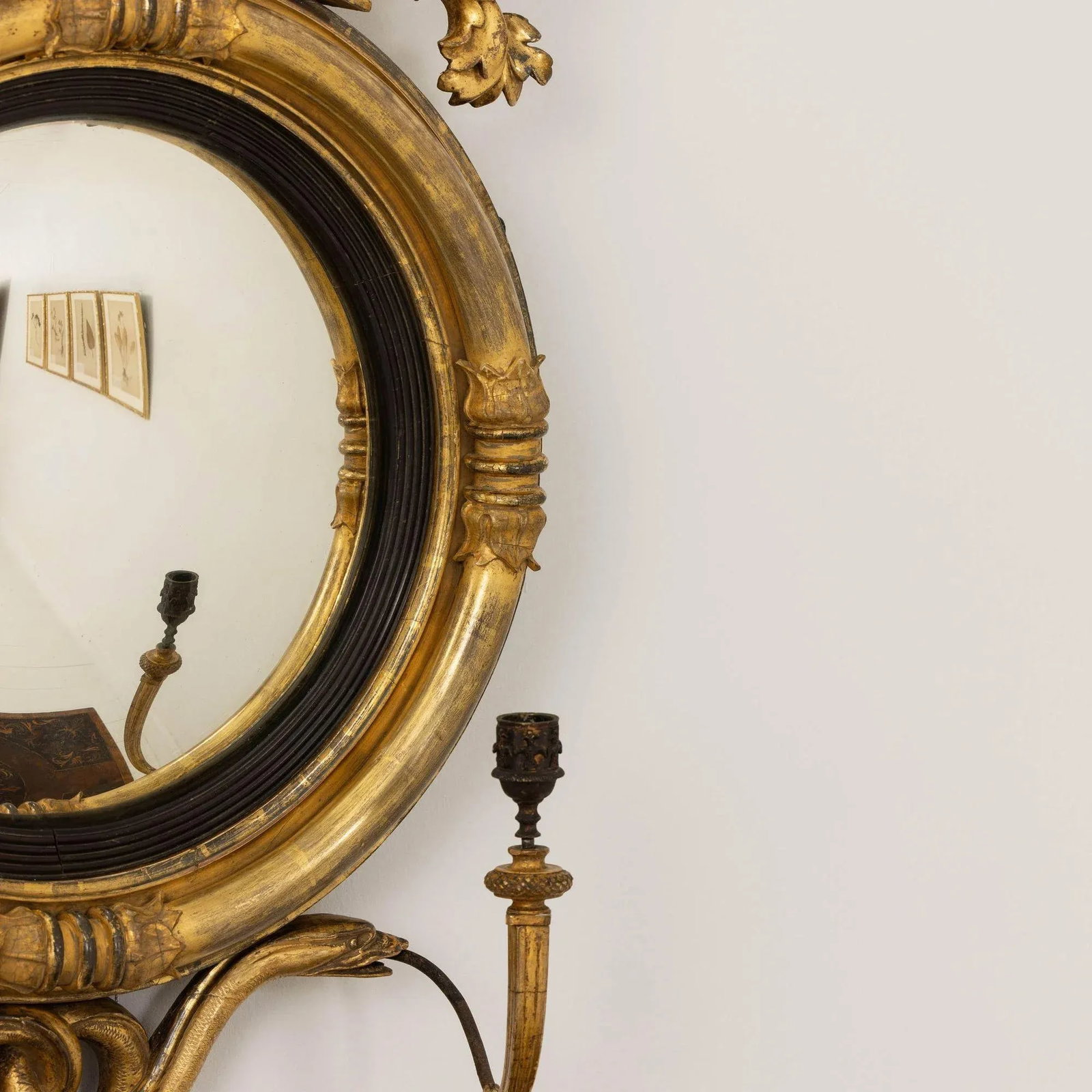 19th Century English Regency Convex Mirror in Original Giltwood - 10