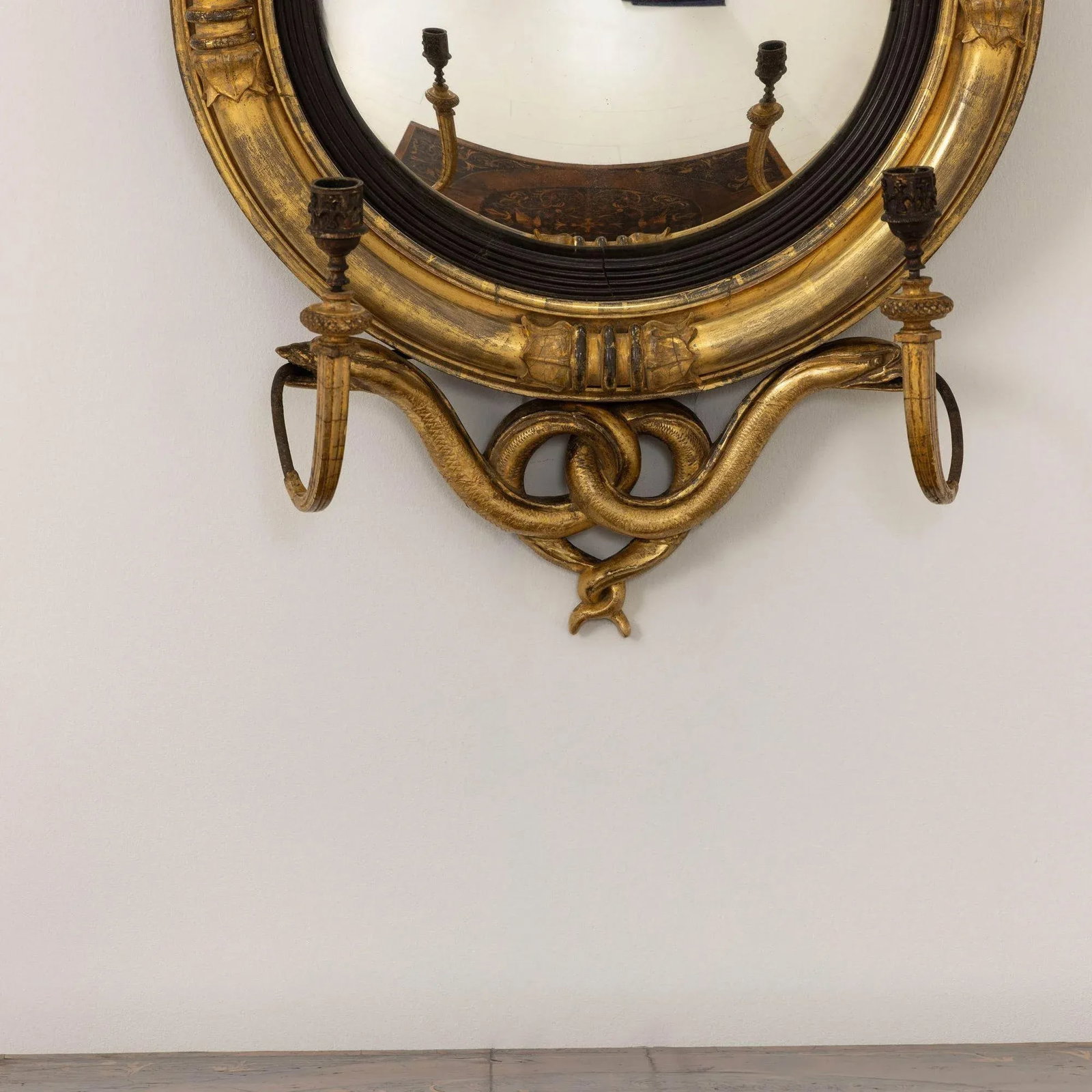 19th Century English Regency Convex Mirror in Original Giltwood - 3