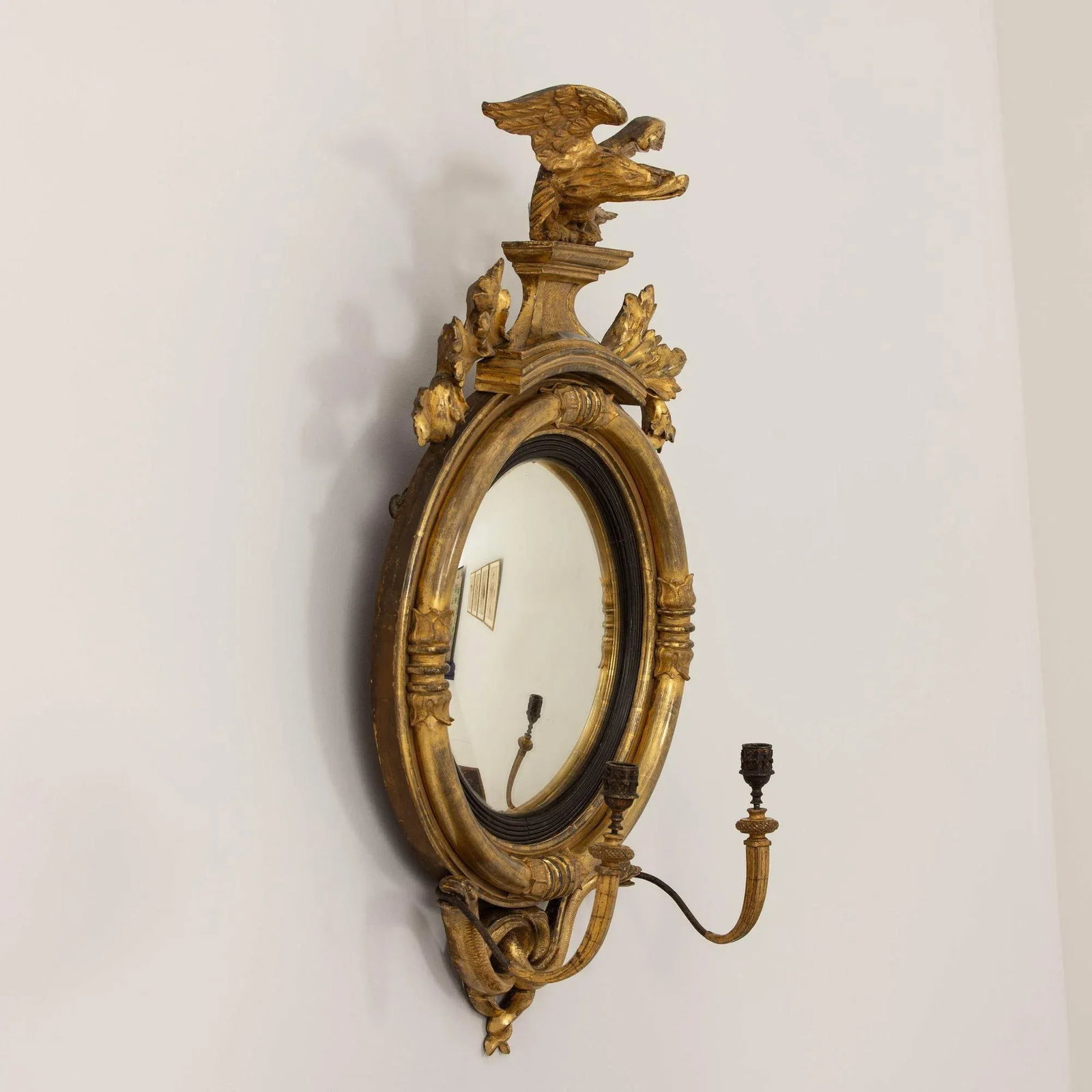 19th Century English Regency Convex Mirror in Original Giltwood - 7